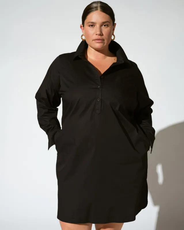Stretch Poplin Rubicon Shirtdress - Black sold by Universal Standard