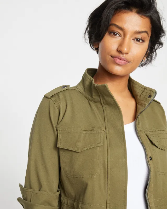 Vineyard Stretch Cotton Twill Jacket - Ivy sold by Universal Standard