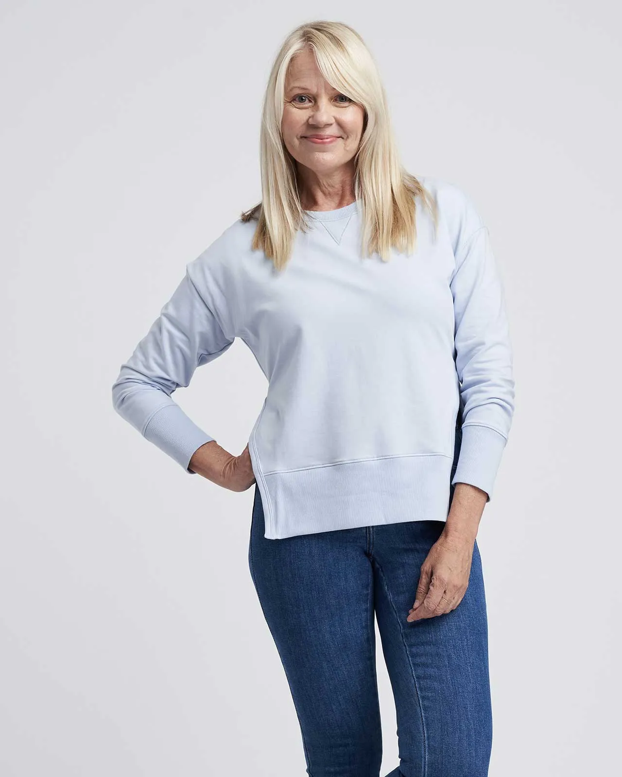 Fiona Side Slit Sweatshirt - Light Blue sold by Universal Standard