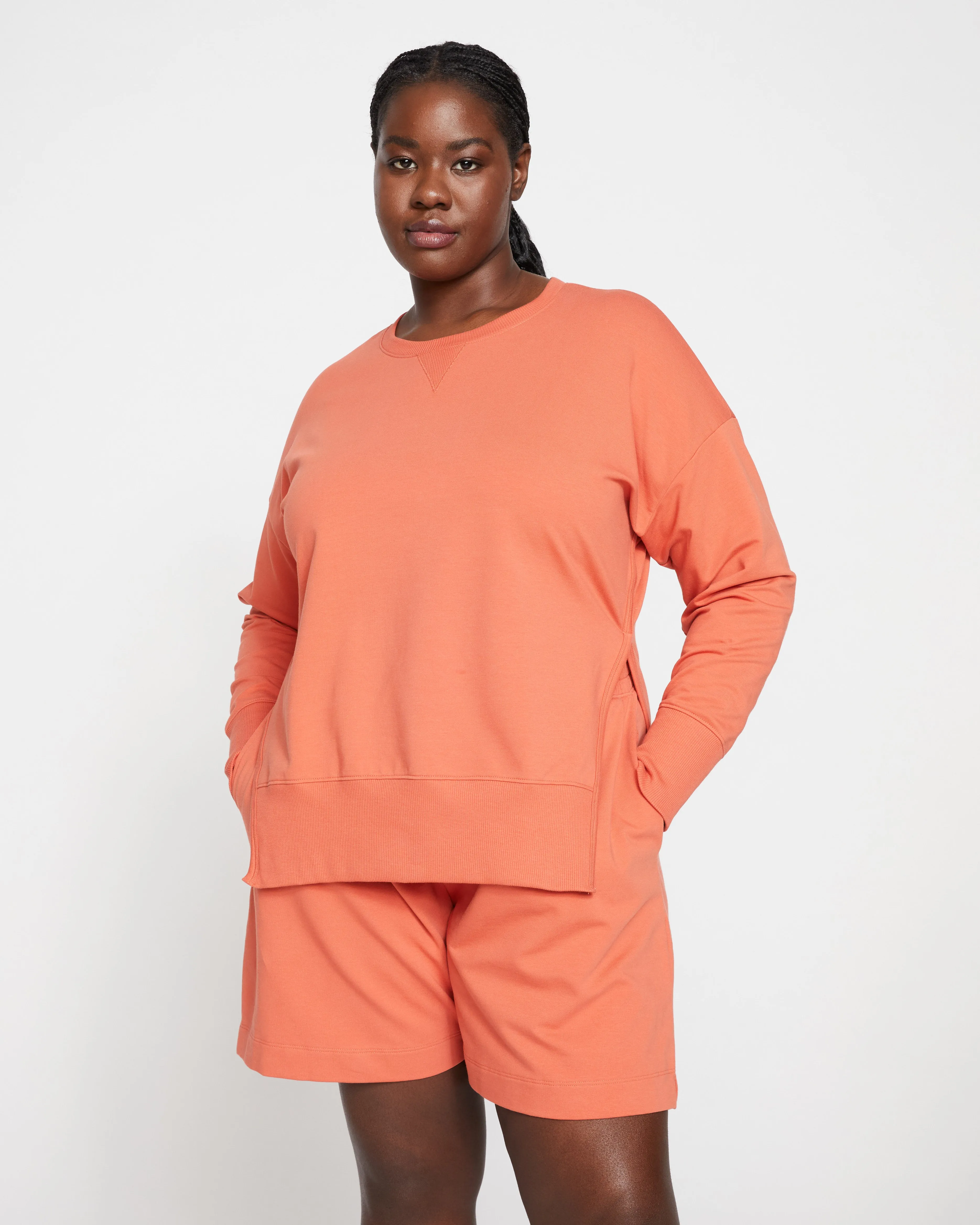 Fiona Side Slit Sweatshirt - Aperol sold by Universal Standard