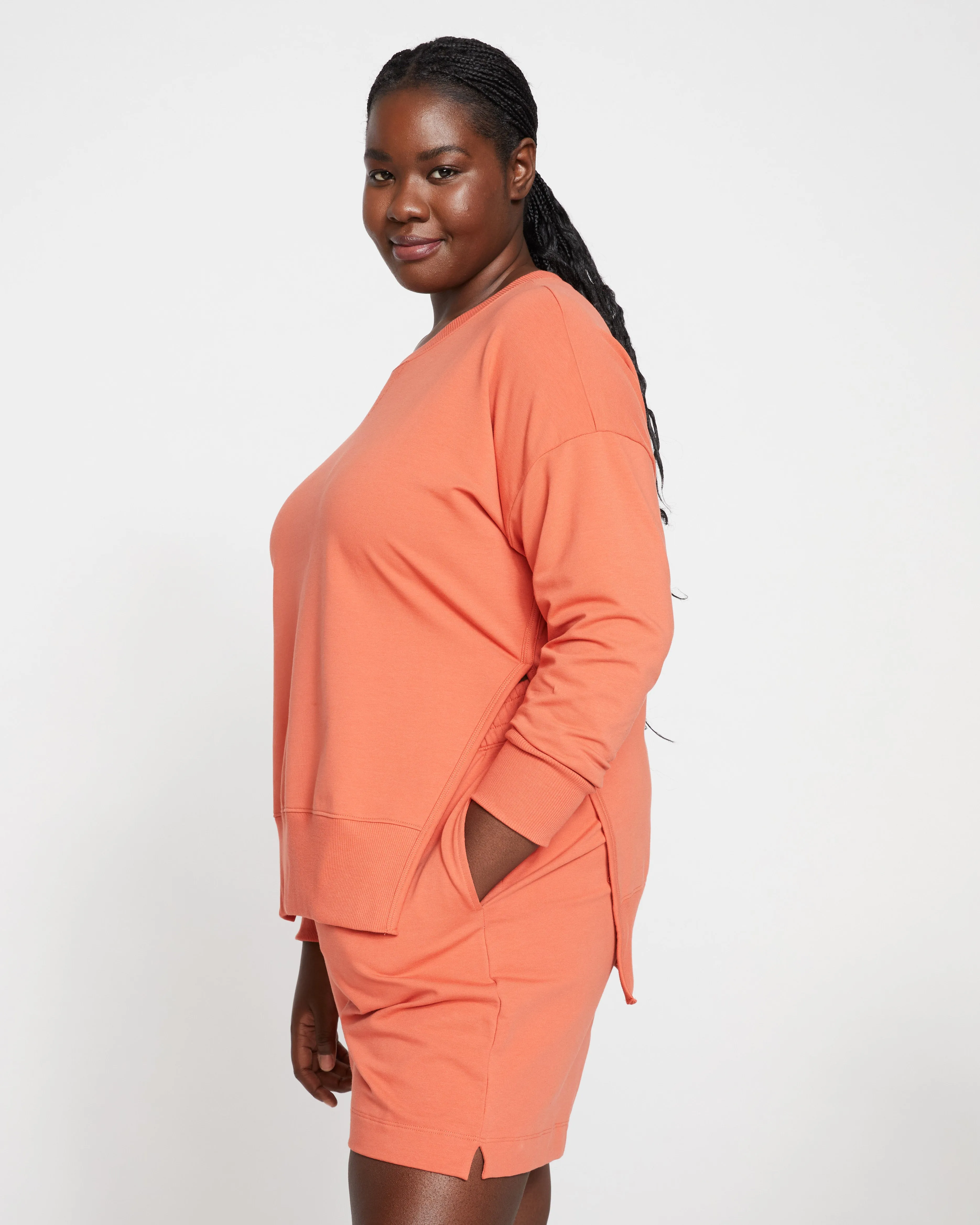 Fiona Side Slit Sweatshirt - Aperol sold by Universal Standard product image thumbnail 3