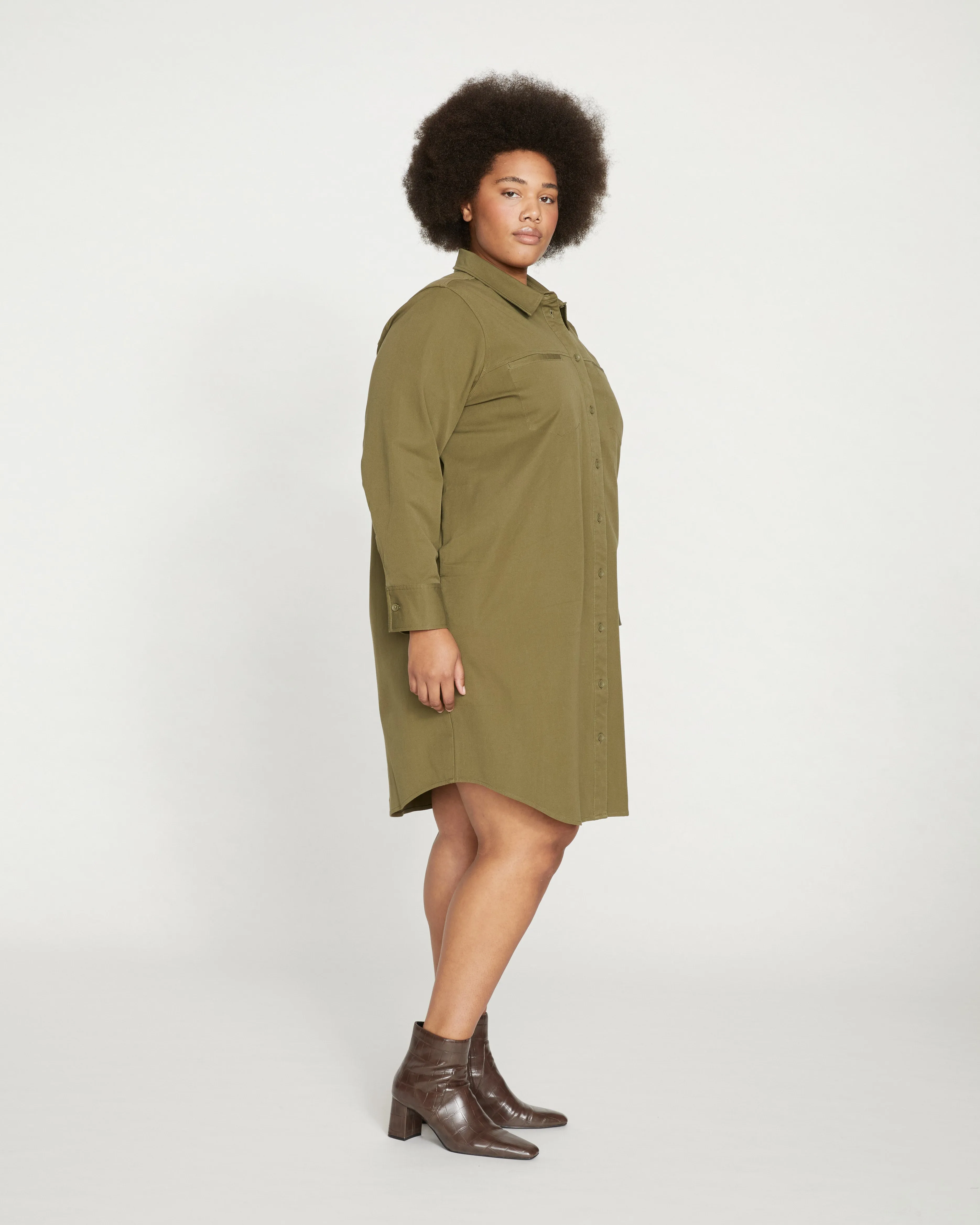 Kelly Stretch Cotton Twill Shirtdress - Ivy sold by Universal Standard product image thumbnail 3