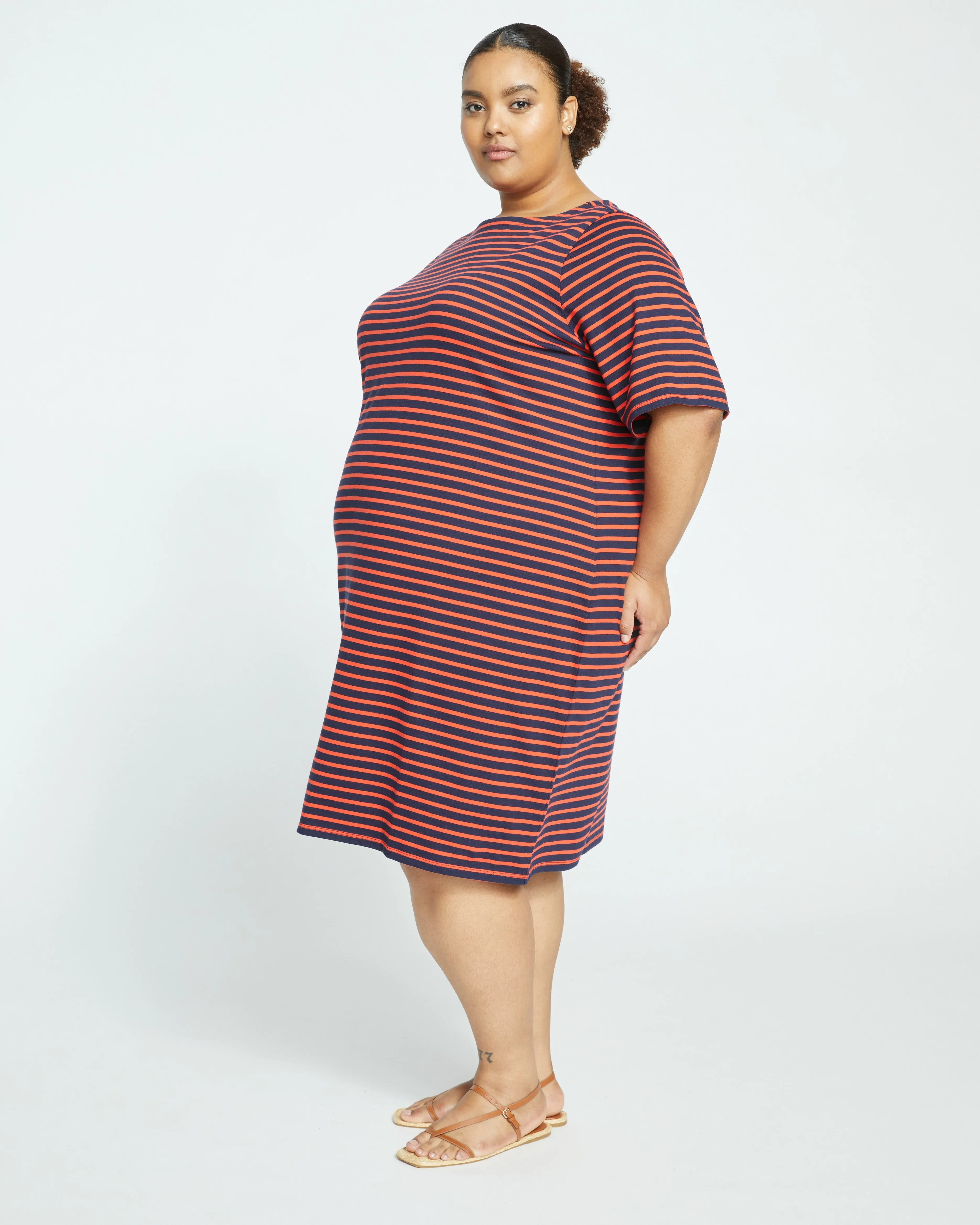 Belle Breton Stripe Jersey Dress - Navy/Red Stripe sold by Universal Standard product image thumbnail 3