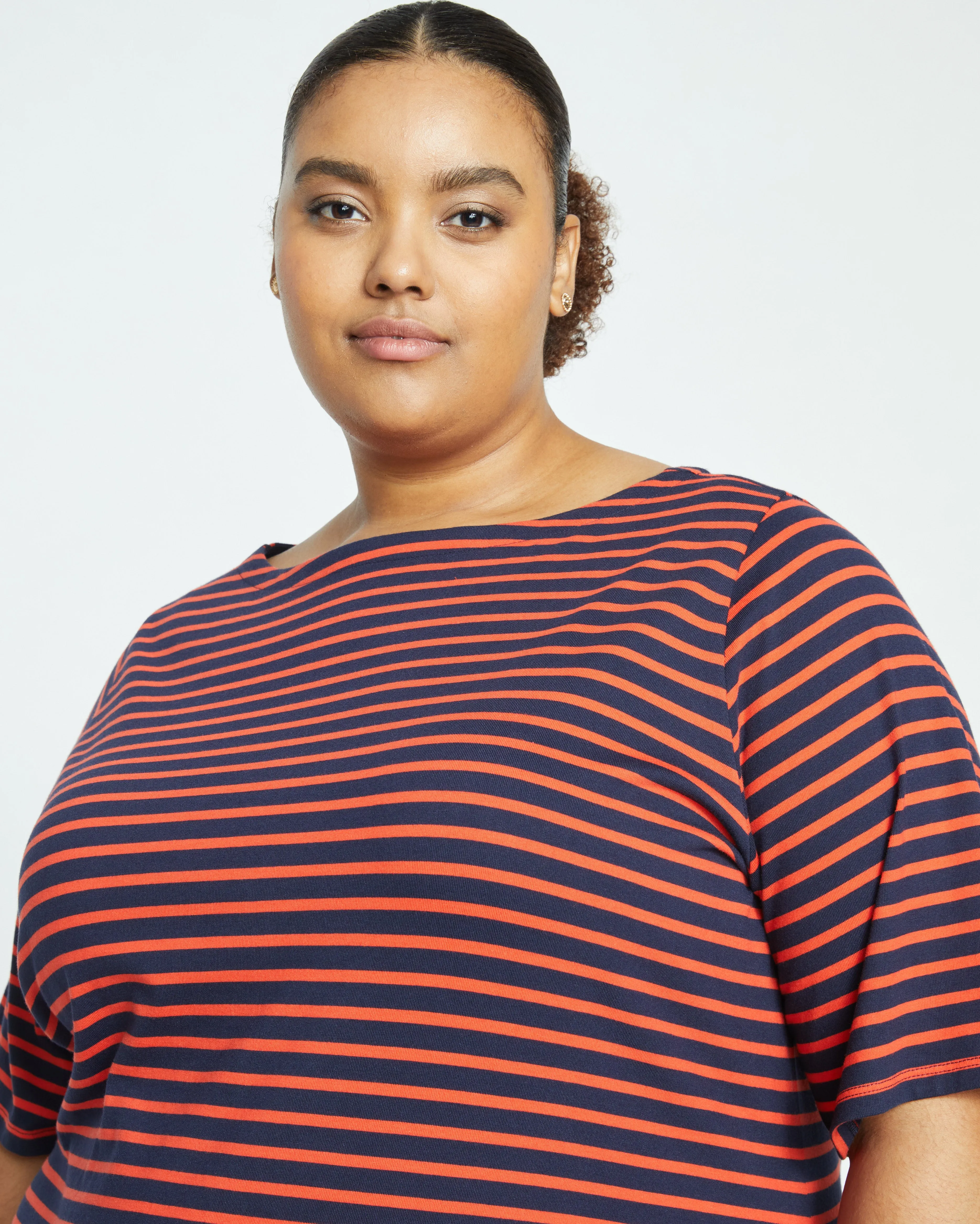 Belle Breton Stripe Jersey Dress - Navy/Red Stripe sold by Universal Standard product image thumbnail 2