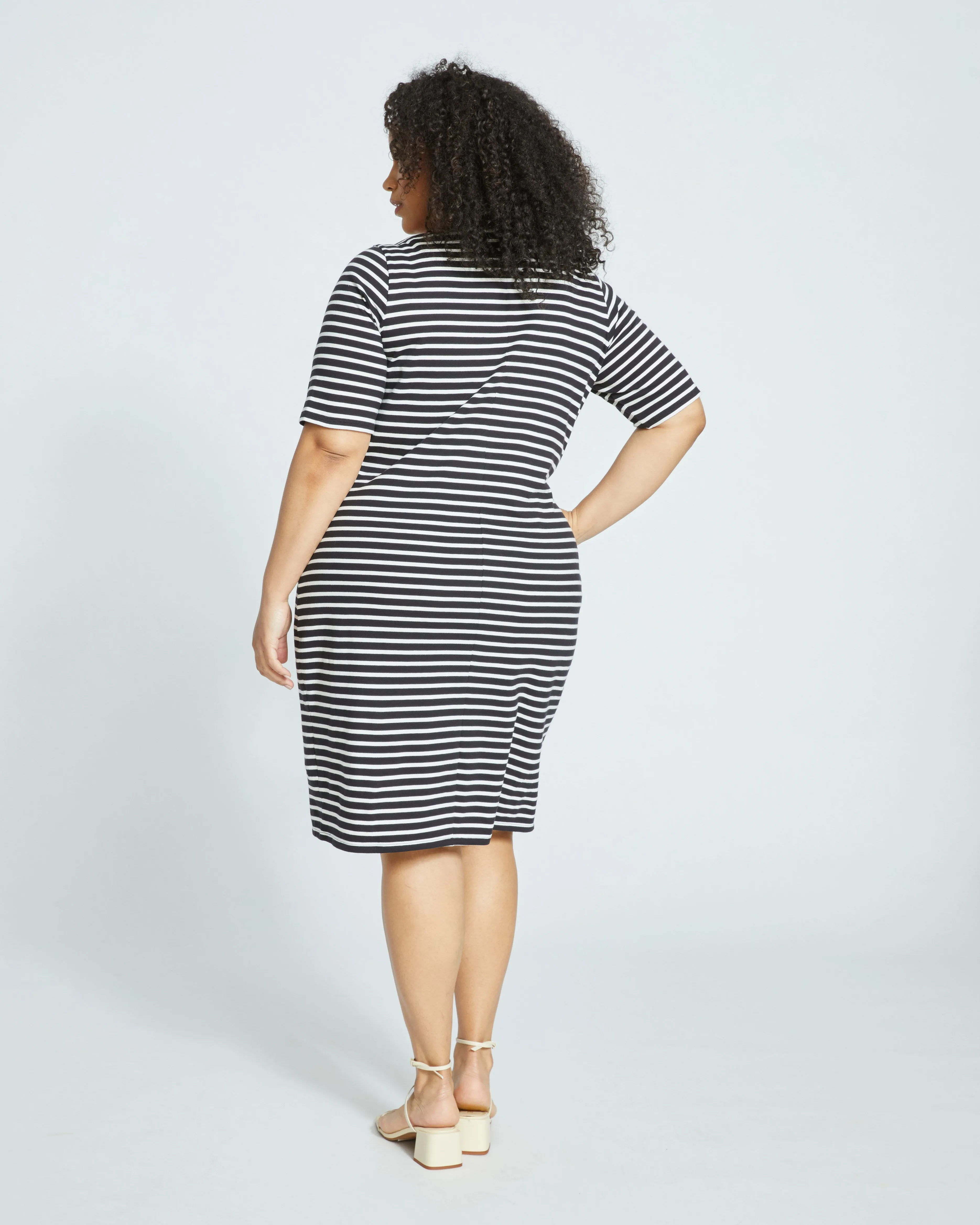 Belle Breton Stripe Jersey Dress - Black/White Stripe sold by Universal Standard product image thumbnail 4
