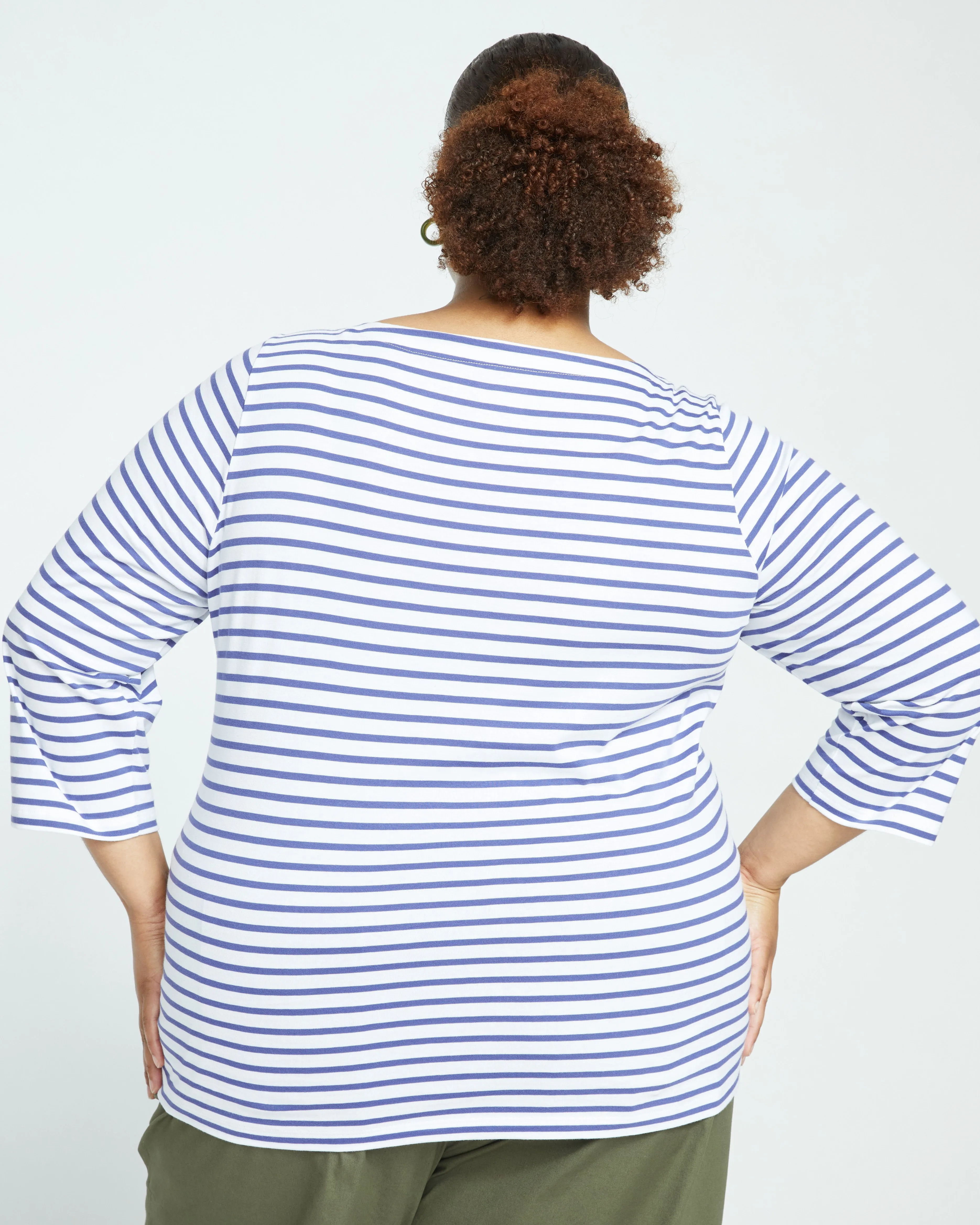 Belle Breton Stripe Jersey Tee - White/Navy Stripe sold by Universal Standard product image thumbnail 4
