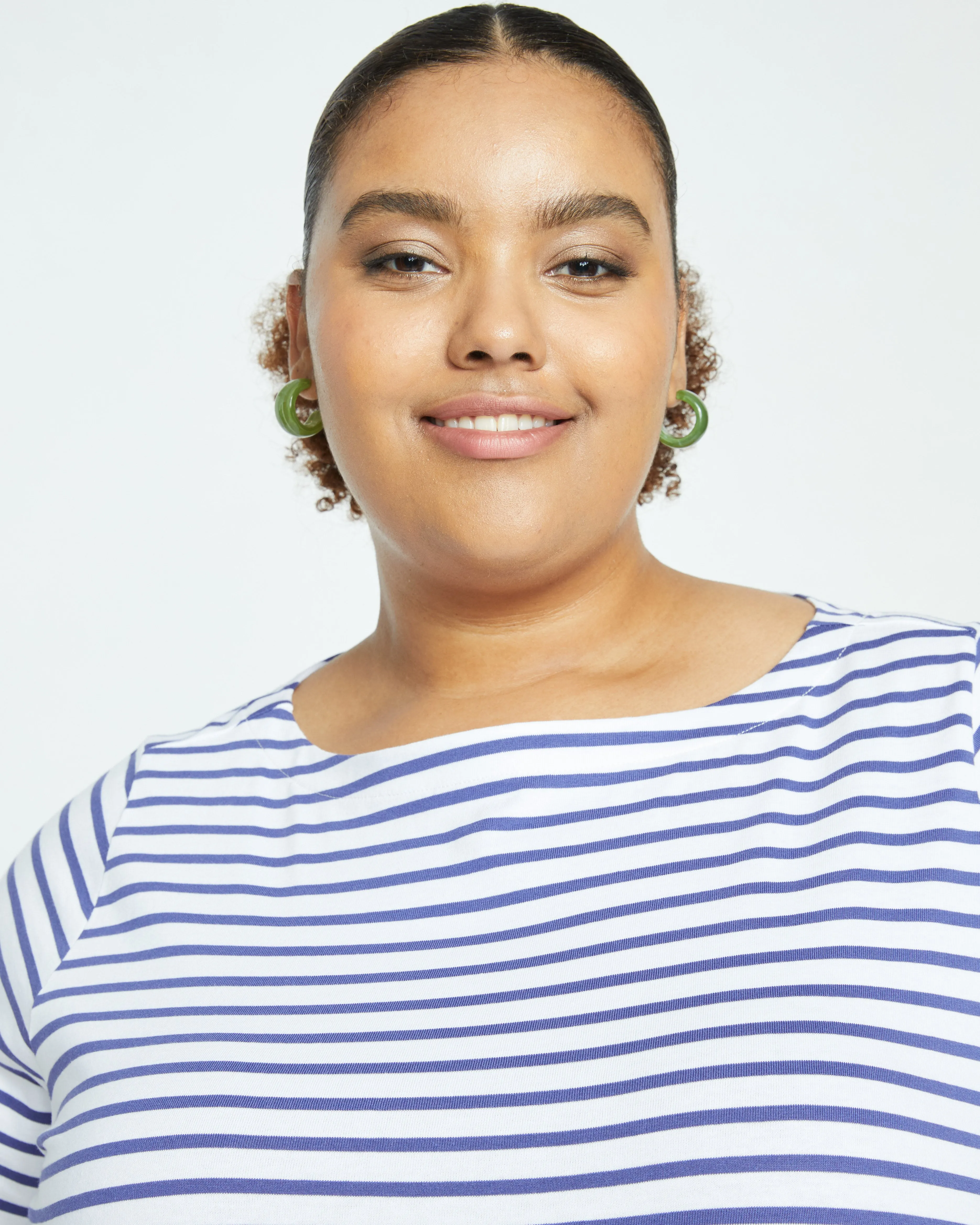 Belle Breton Stripe Jersey Tee - White/Navy Stripe sold by Universal Standard product image thumbnail 2