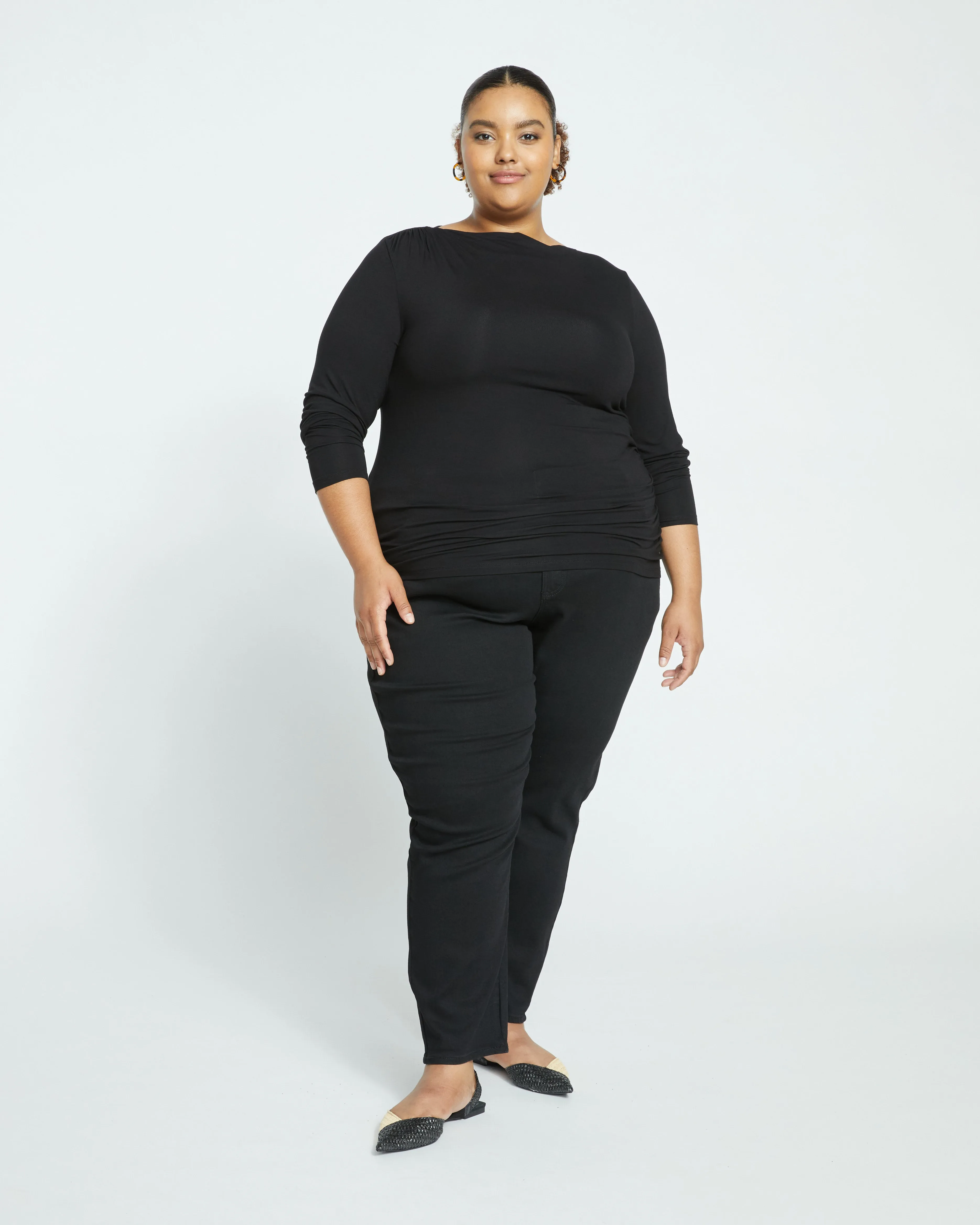 Louise Long Sleeve Liquid Jersey Top - Black sold by Universal Standard product image thumbnail 2