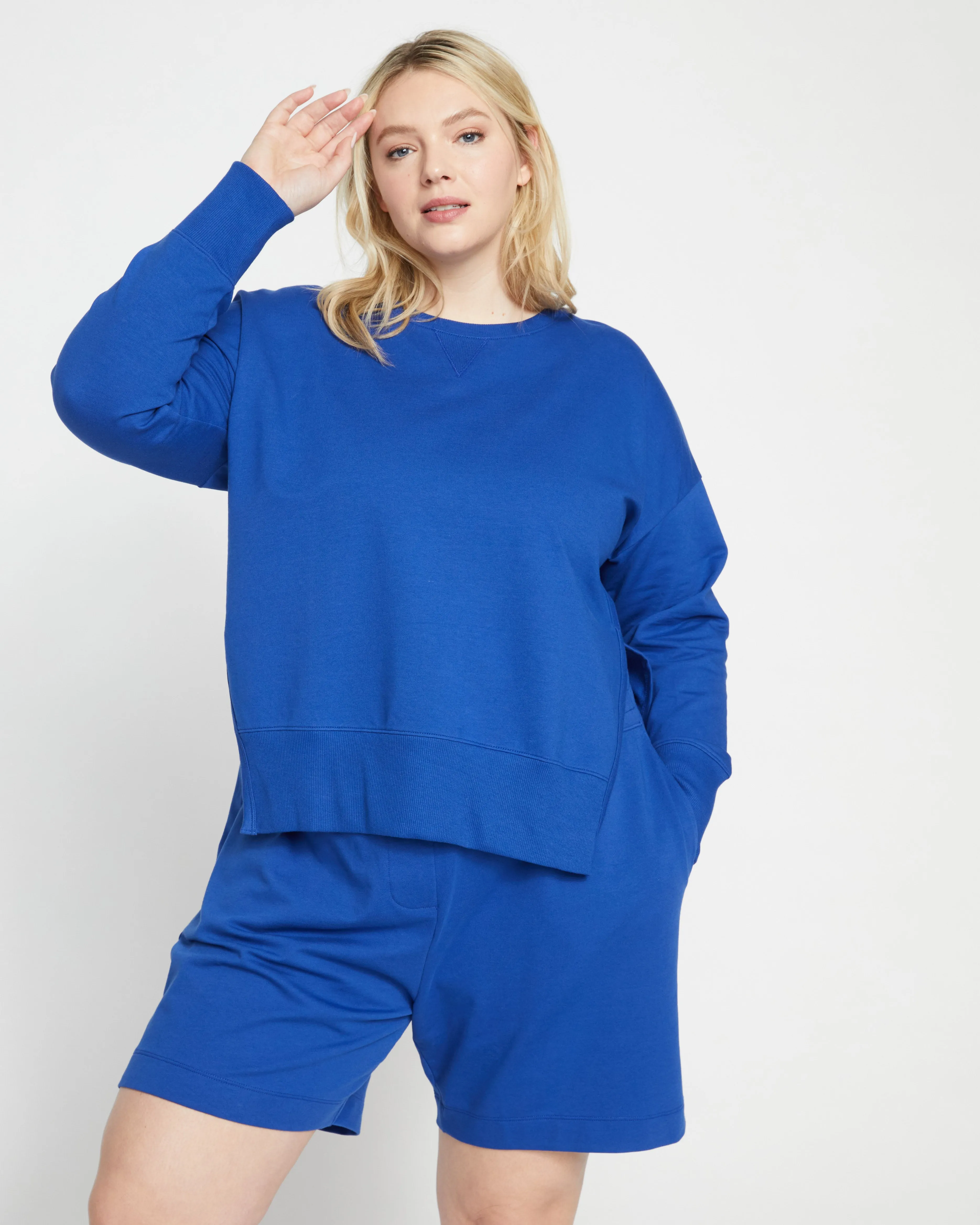Fiona Side Slit Sweatshirt - Lapis sold by Universal Standard