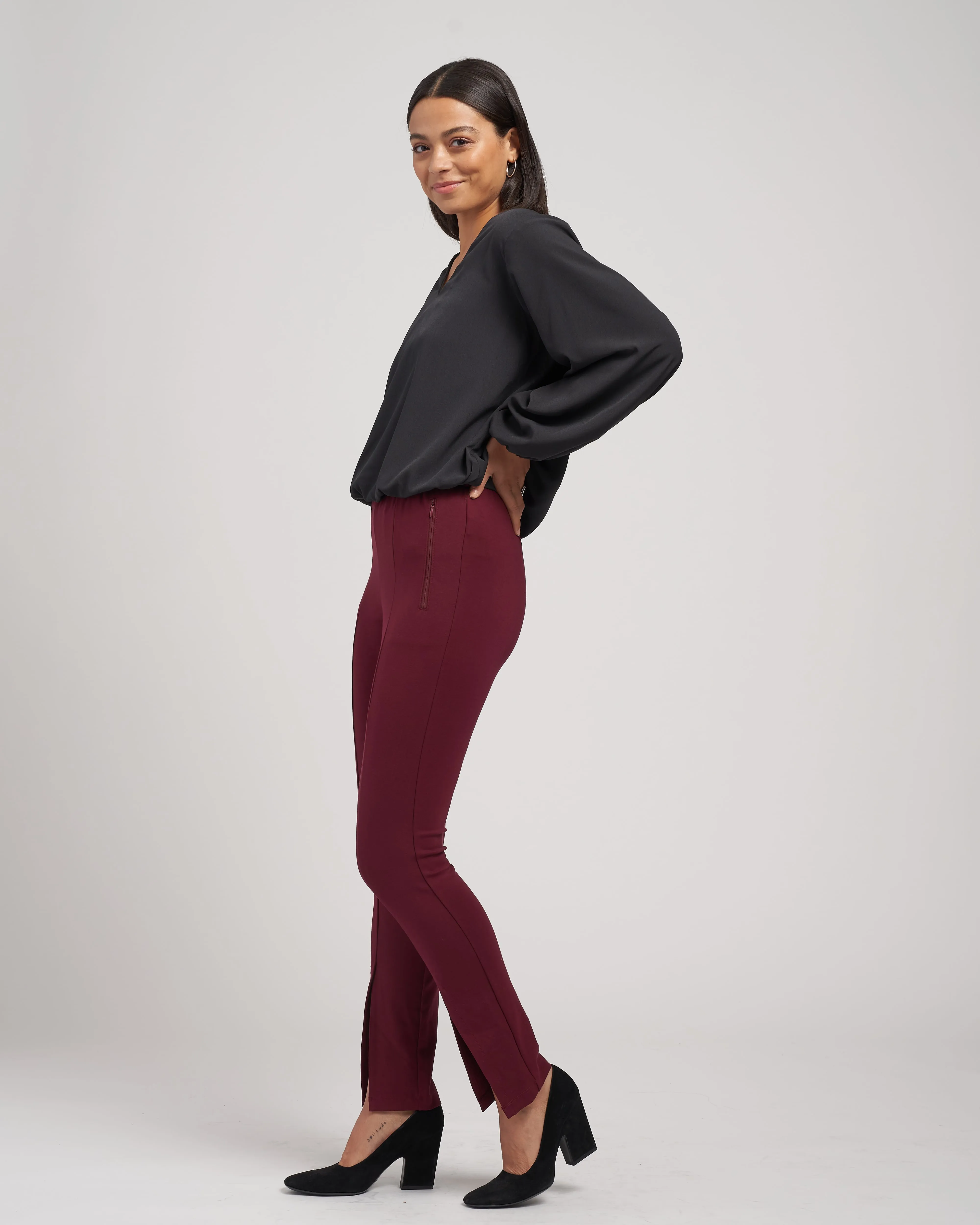 Flaunt Slit Signature Ponte Pants - Oxblood sold by Universal Standard product image thumbnail 5