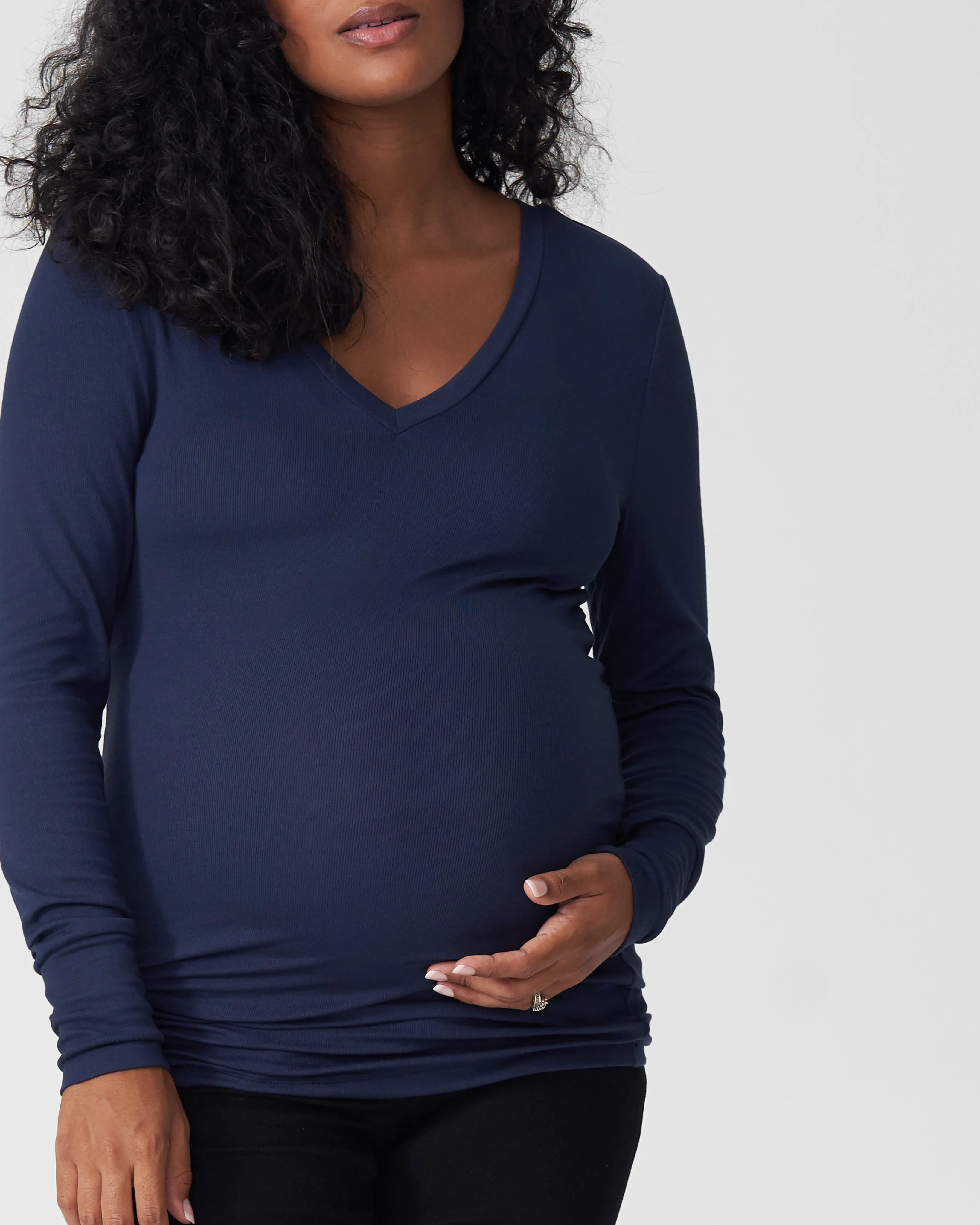 Foundation Long Sleeve V Neck Tee Mom - Navy sold by Universal Standard product image thumbnail 2