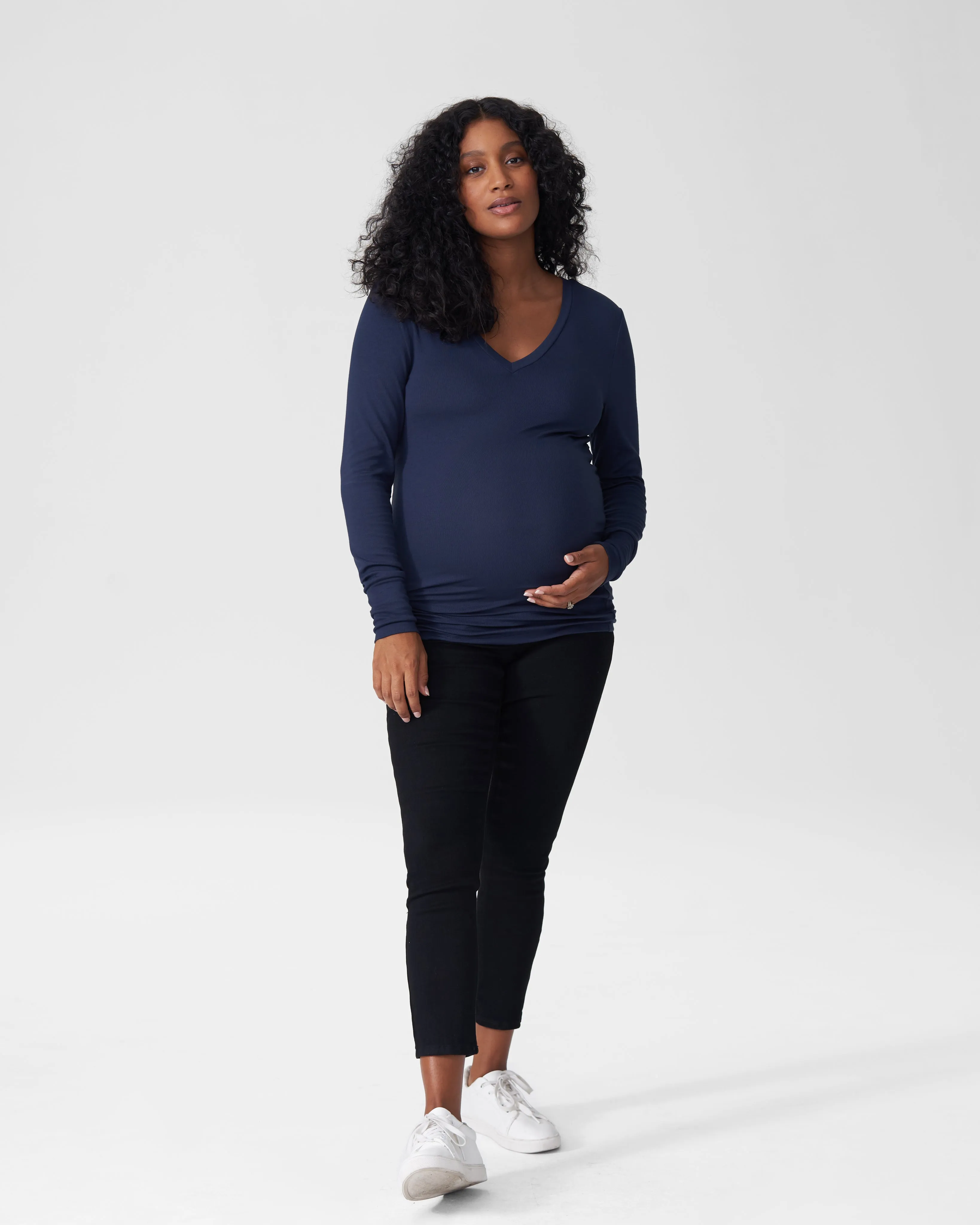 Foundation Long Sleeve V Neck Tee Mom - Navy sold by Universal Standard product image thumbnail 3
