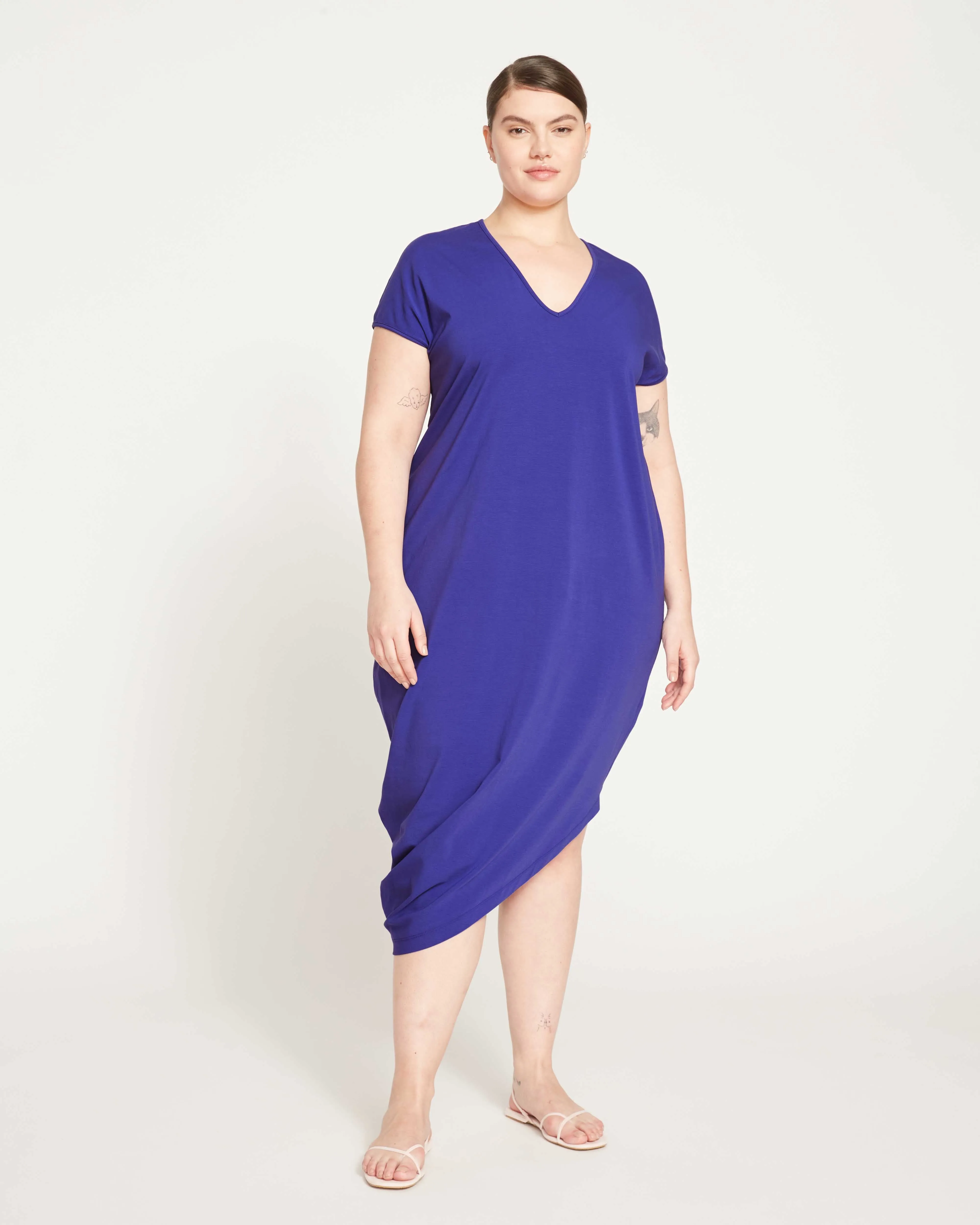 Iconic Geneva V-Neck Dress - Lapis sold by Universal Standard