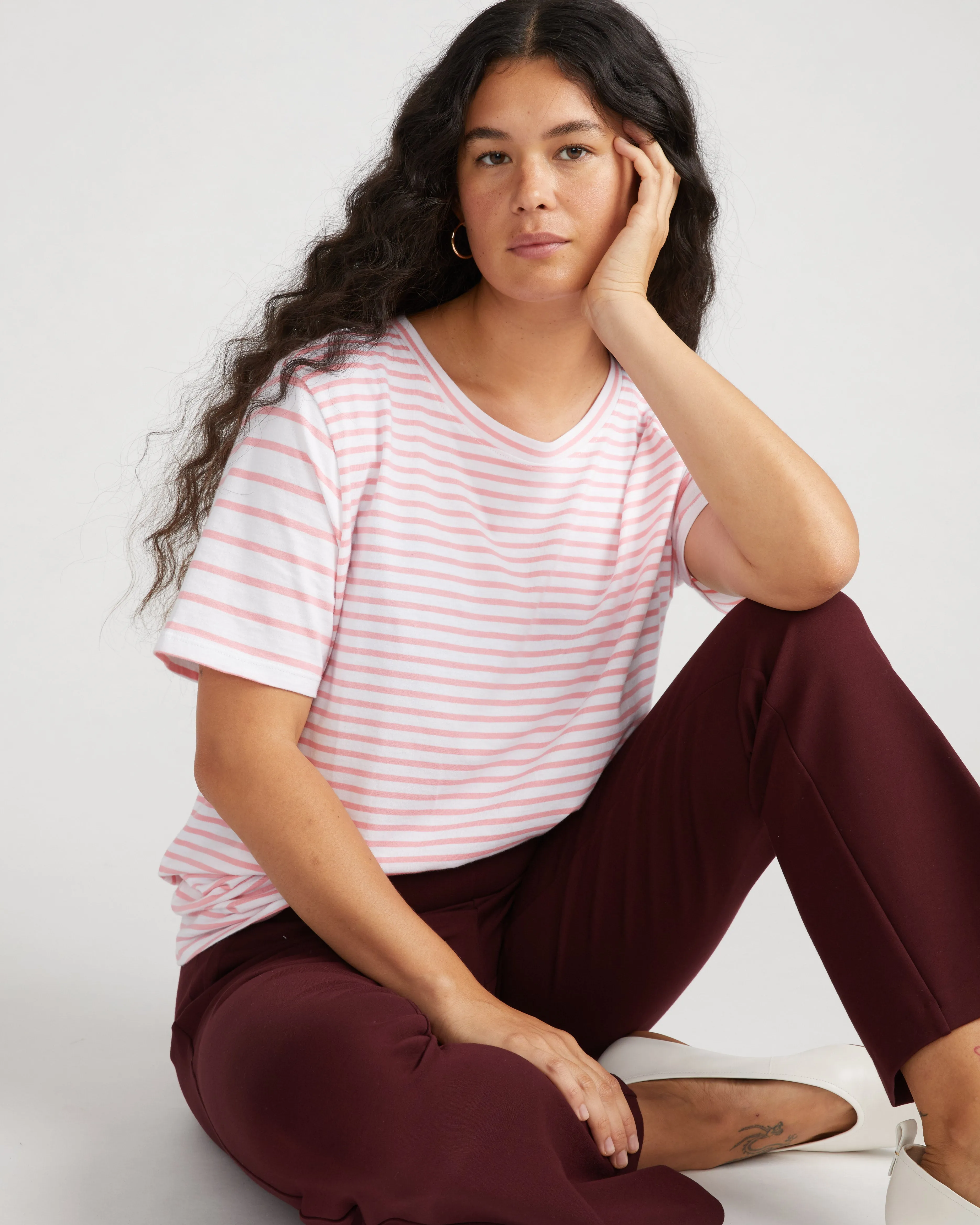 Eco Tee Rex - Pink Stripes sold by Universal Standard