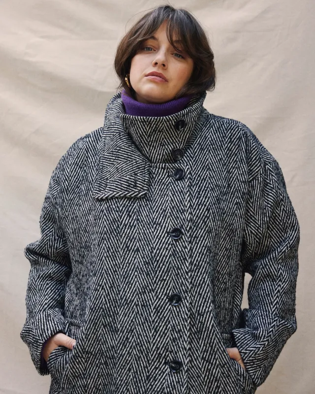 Marlo Cocoon Coat - Herringbone sold by Universal Standard
