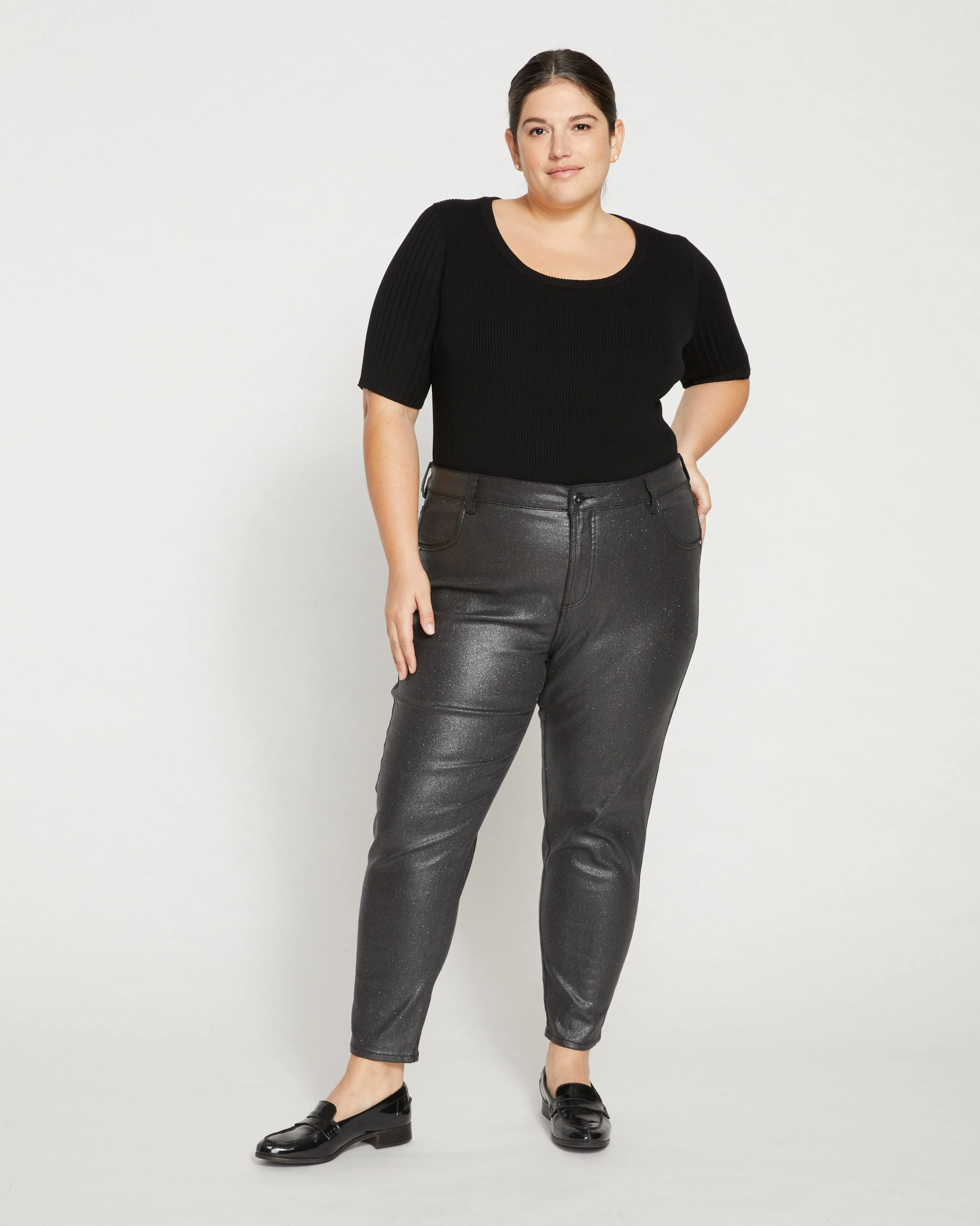 Shimmer Seine High Rise Skinny Jeans 27 Inch - Black sold by Universal Standard