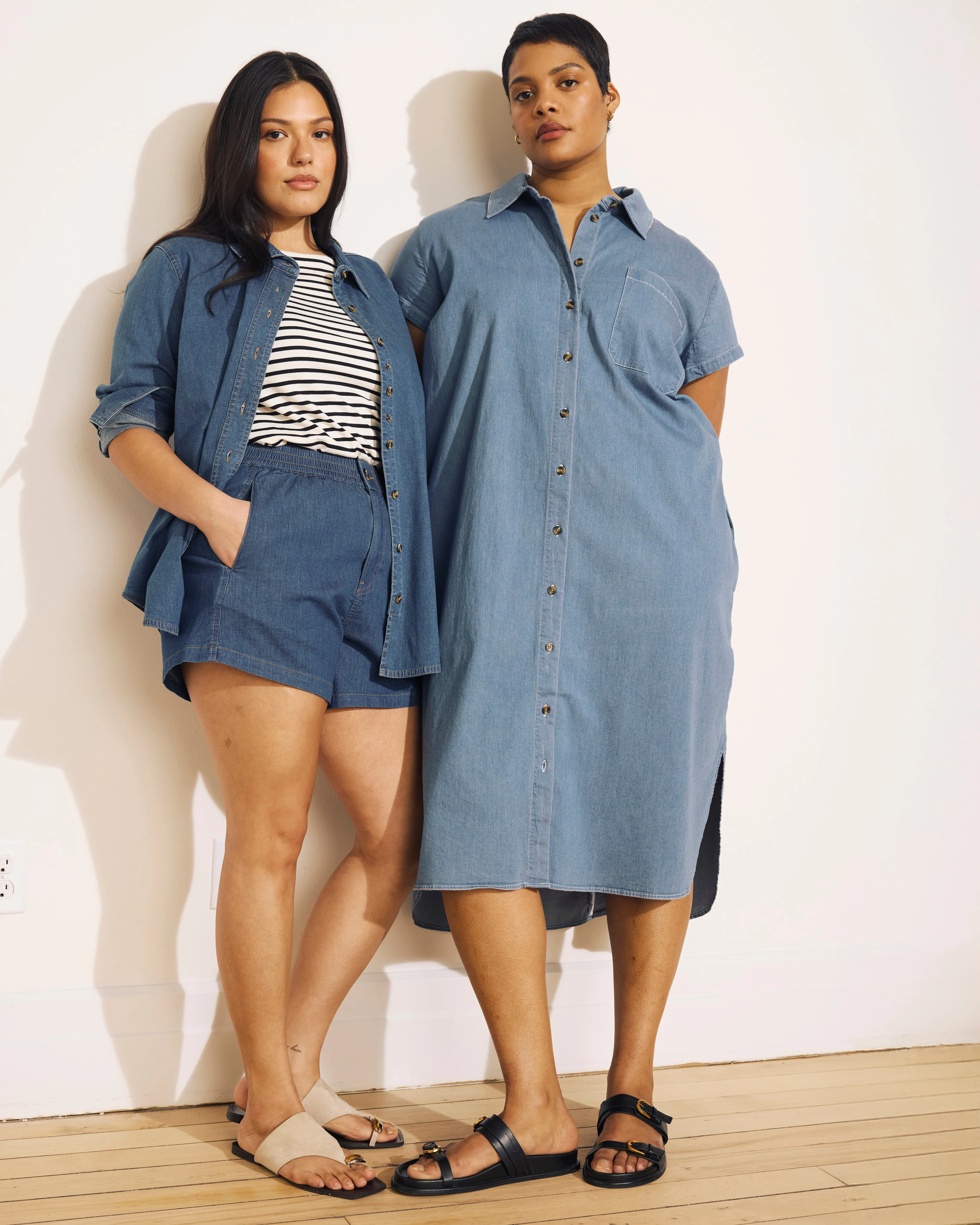 Capri Chambray Shorts - Orion Blue sold by Universal Standard