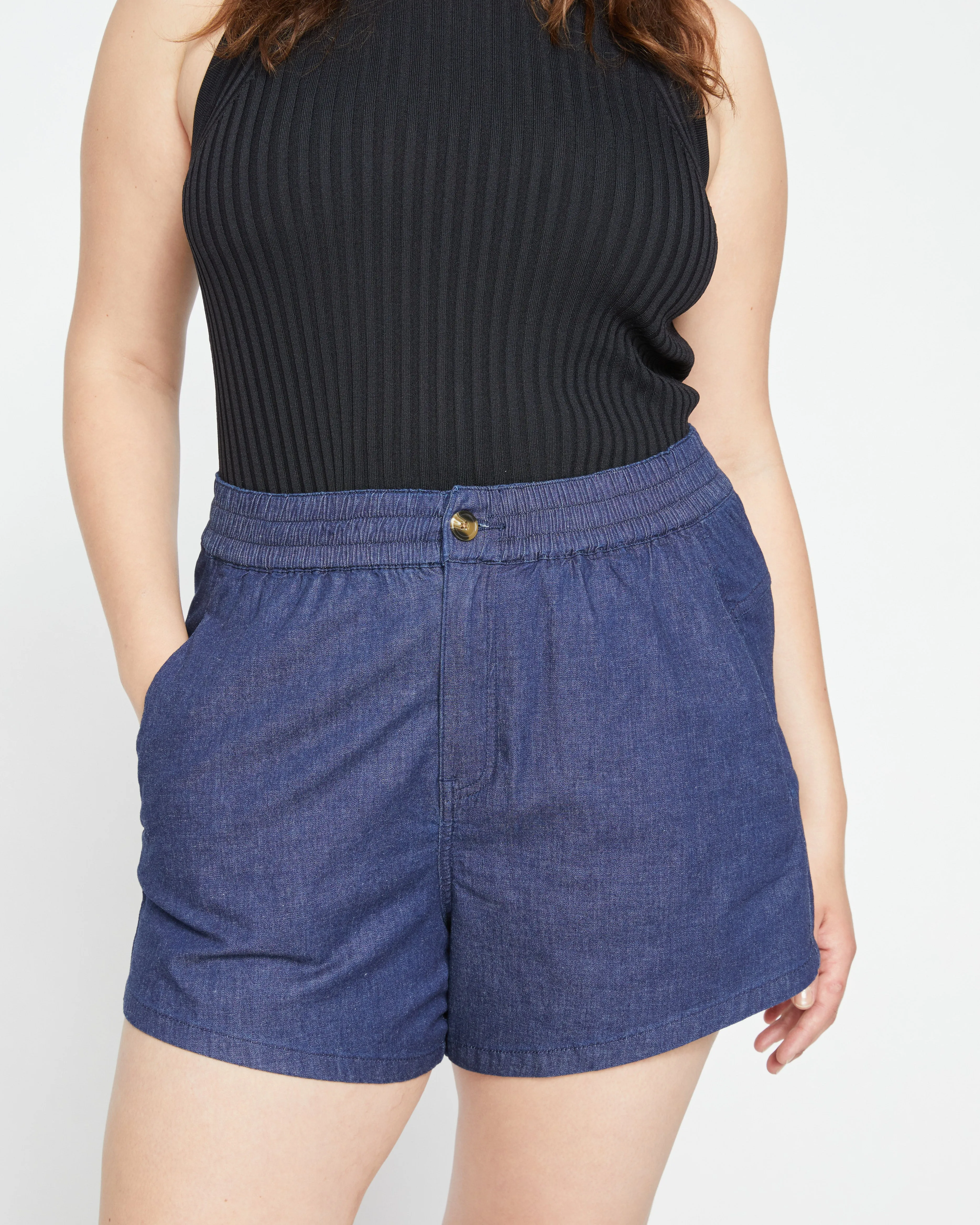 Capri Chambray Shorts - Dark Indigo sold by Universal Standard product image thumbnail 2