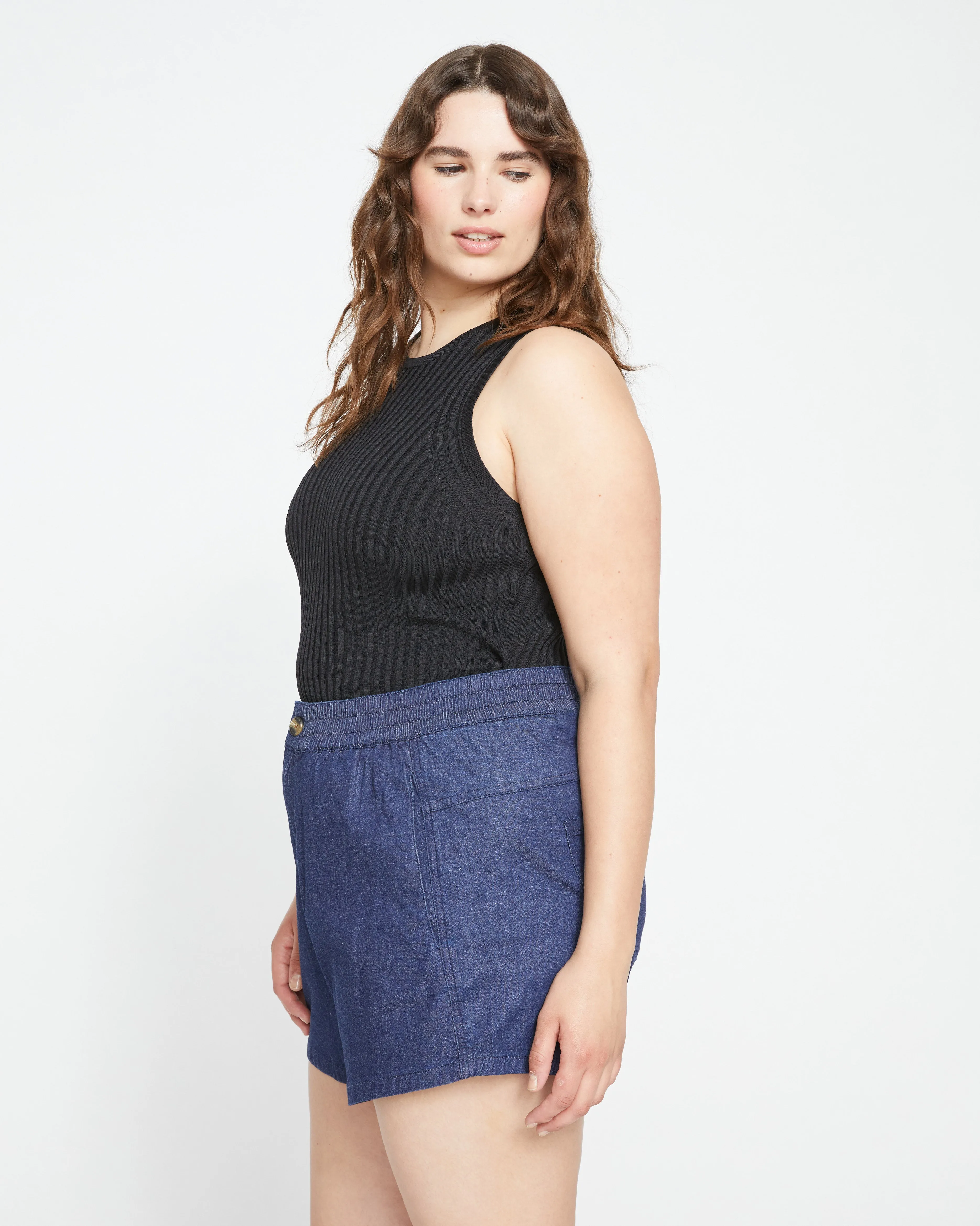Capri Chambray Shorts - Dark Indigo sold by Universal Standard product image thumbnail 3