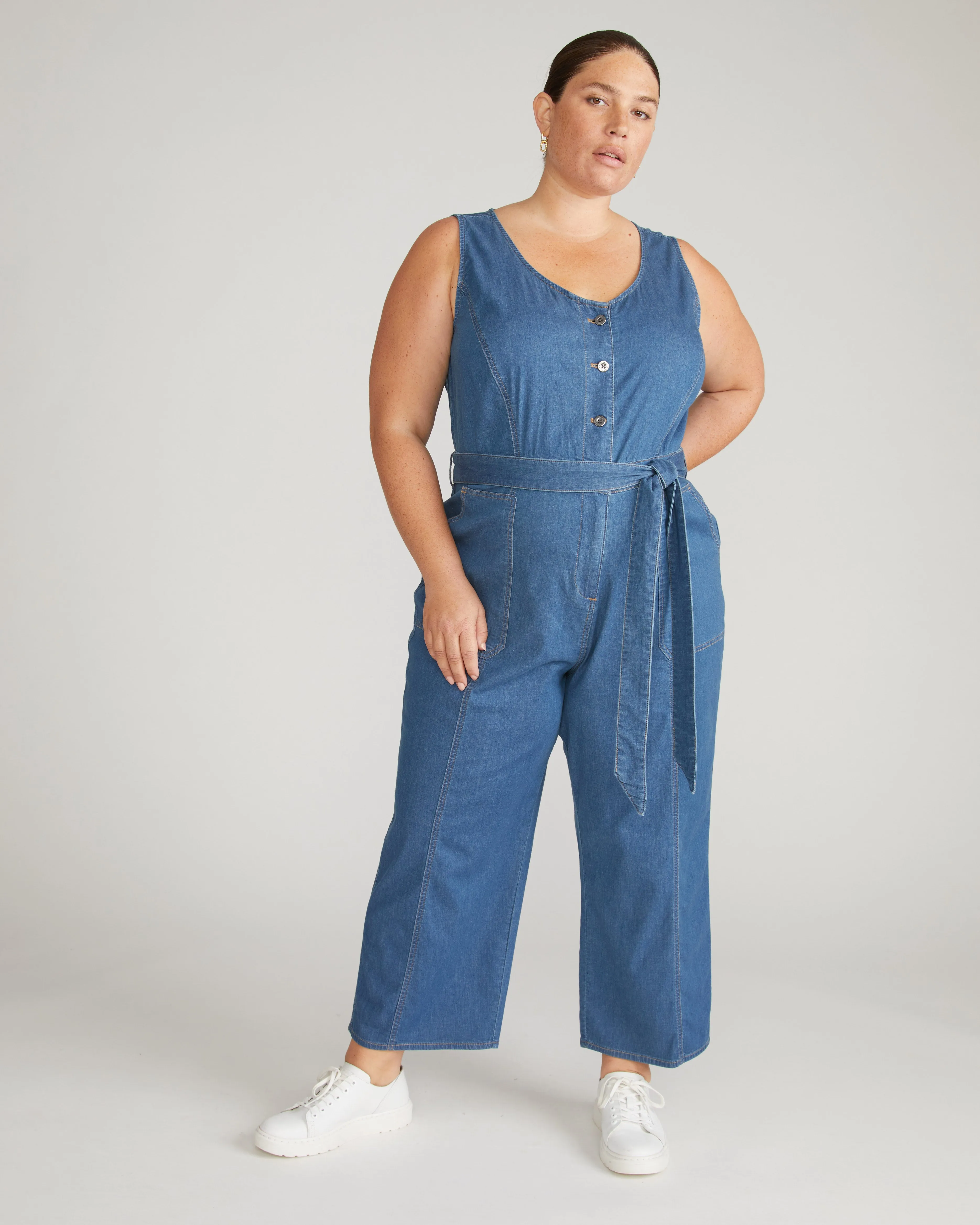 Matilda Cotton Chambray Jumpsuit - Orion Blue sold by Universal Standard