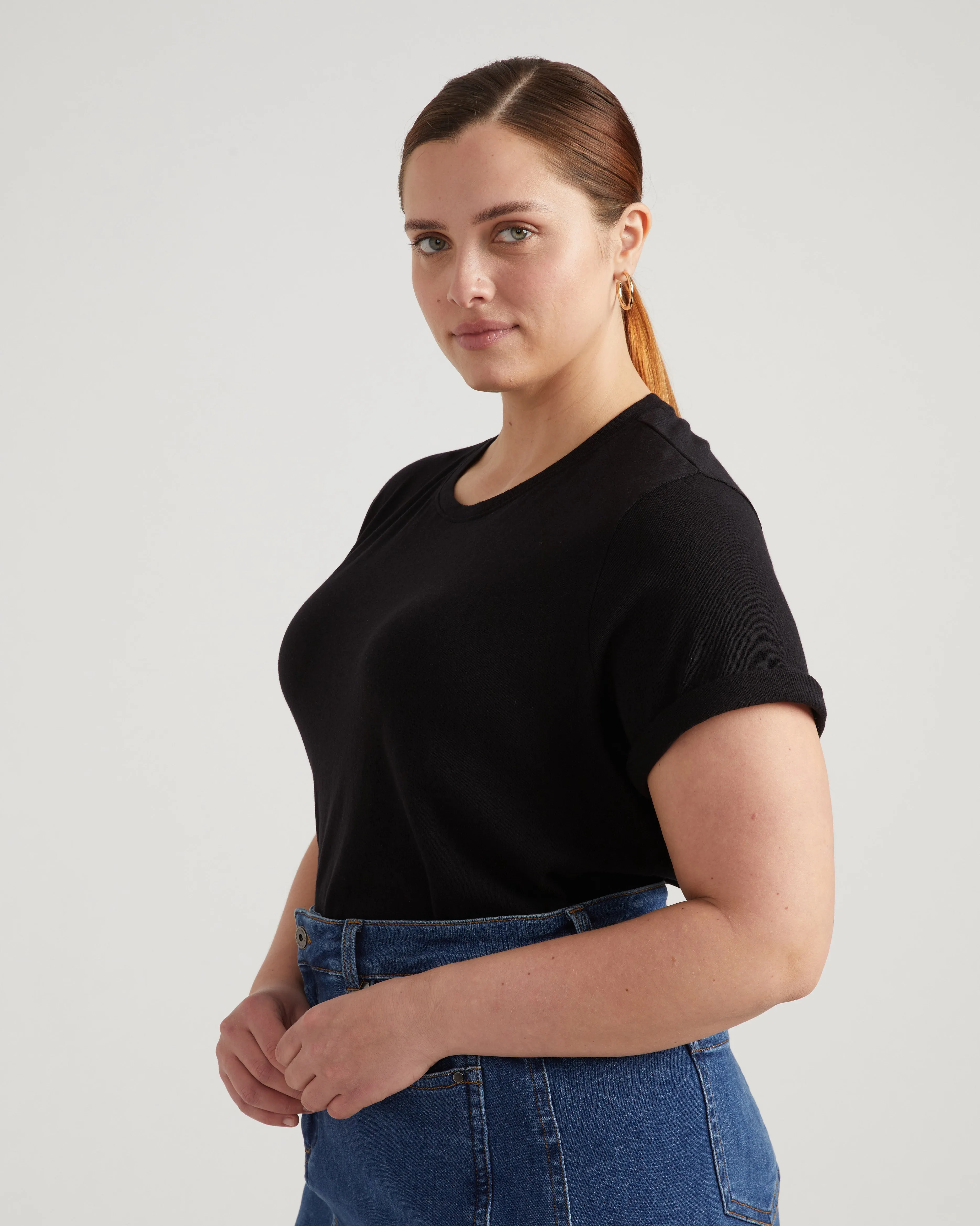 Eco Tee Rex in Linen Jersey - Black sold by Universal Standard product image thumbnail 2