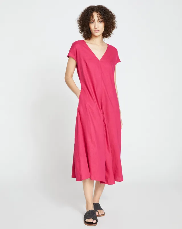 Louvre Bow Back Linen Dress - Cerise sold by Universal Standard