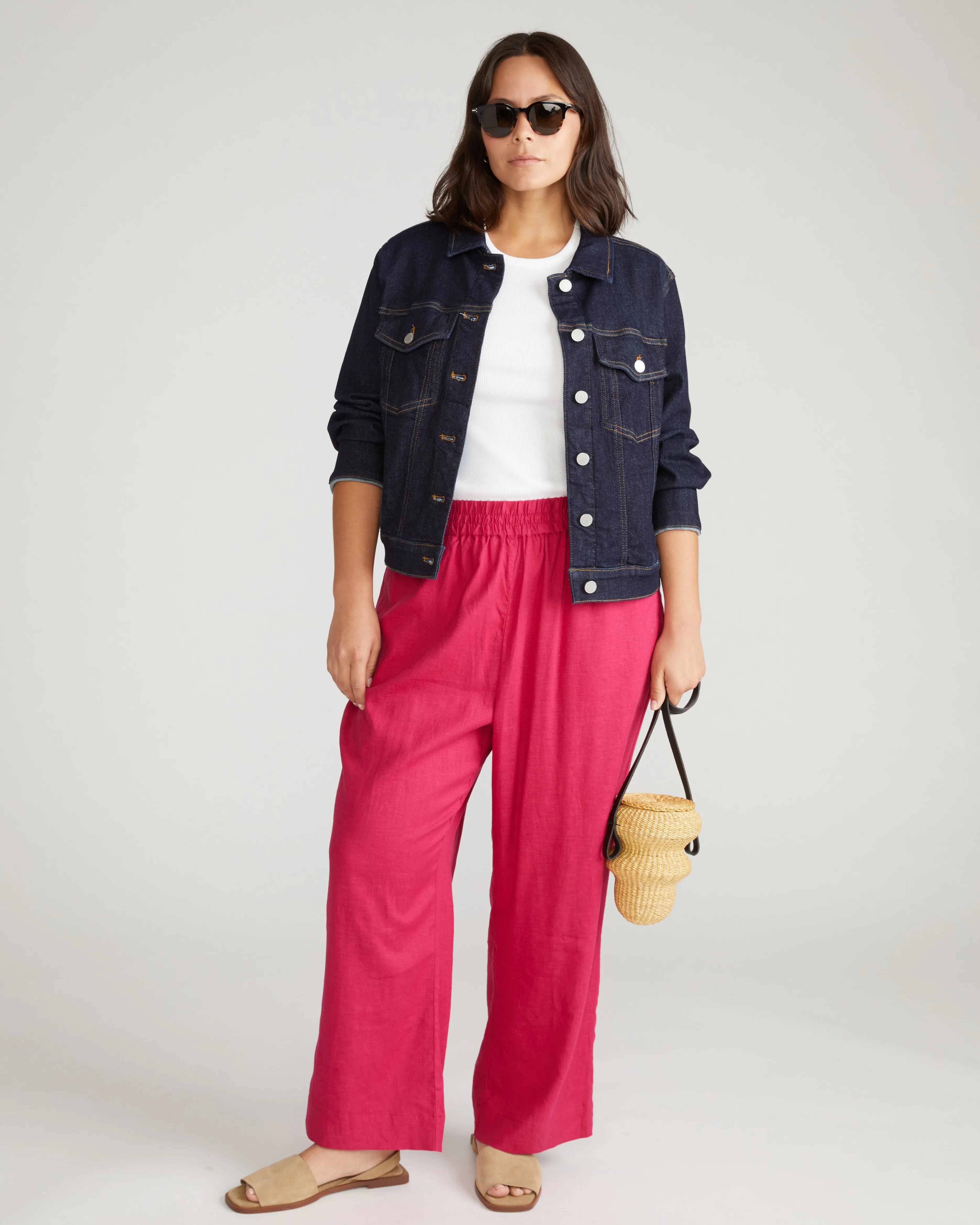 Iris Linen Easy Pull-On Pants - Cerise sold by Universal Standard