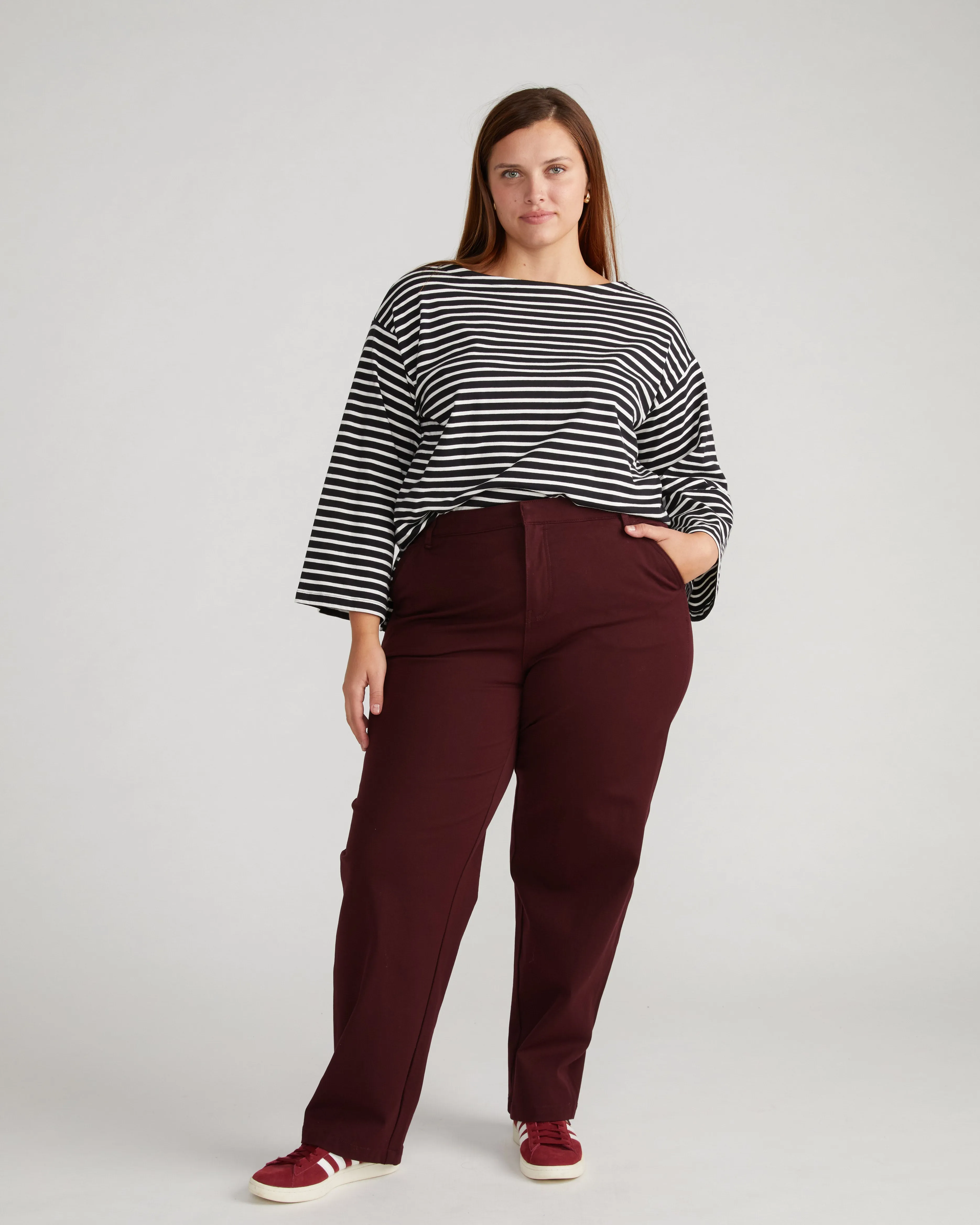 Orchard Stretch Cotton Twill Chinos - Black Cherry sold by Universal Standard