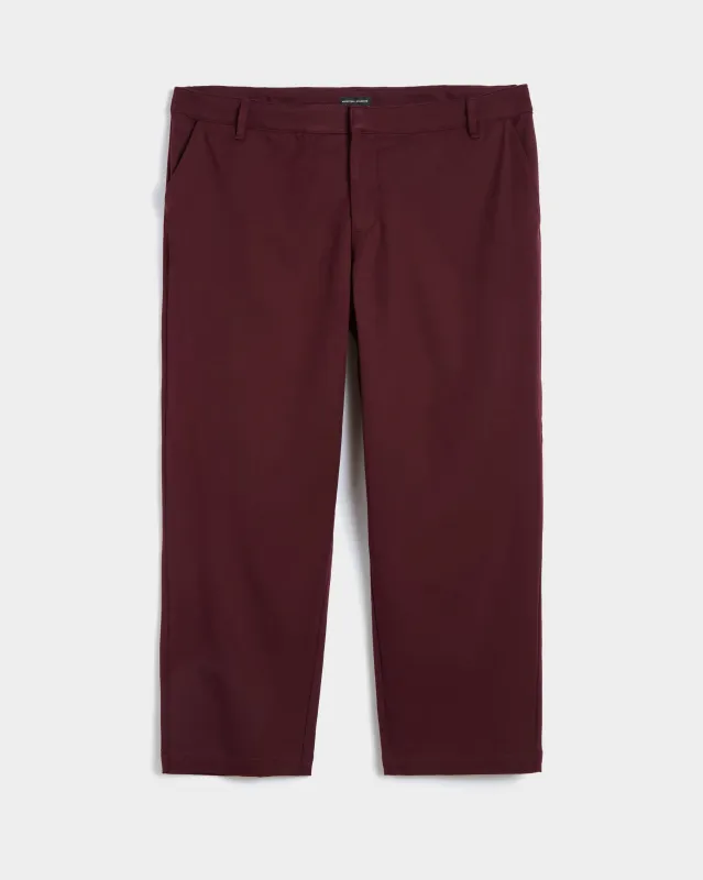 Orchard Stretch Cotton Twill Cropped Chinos - Black Cherry made by Universal Standard