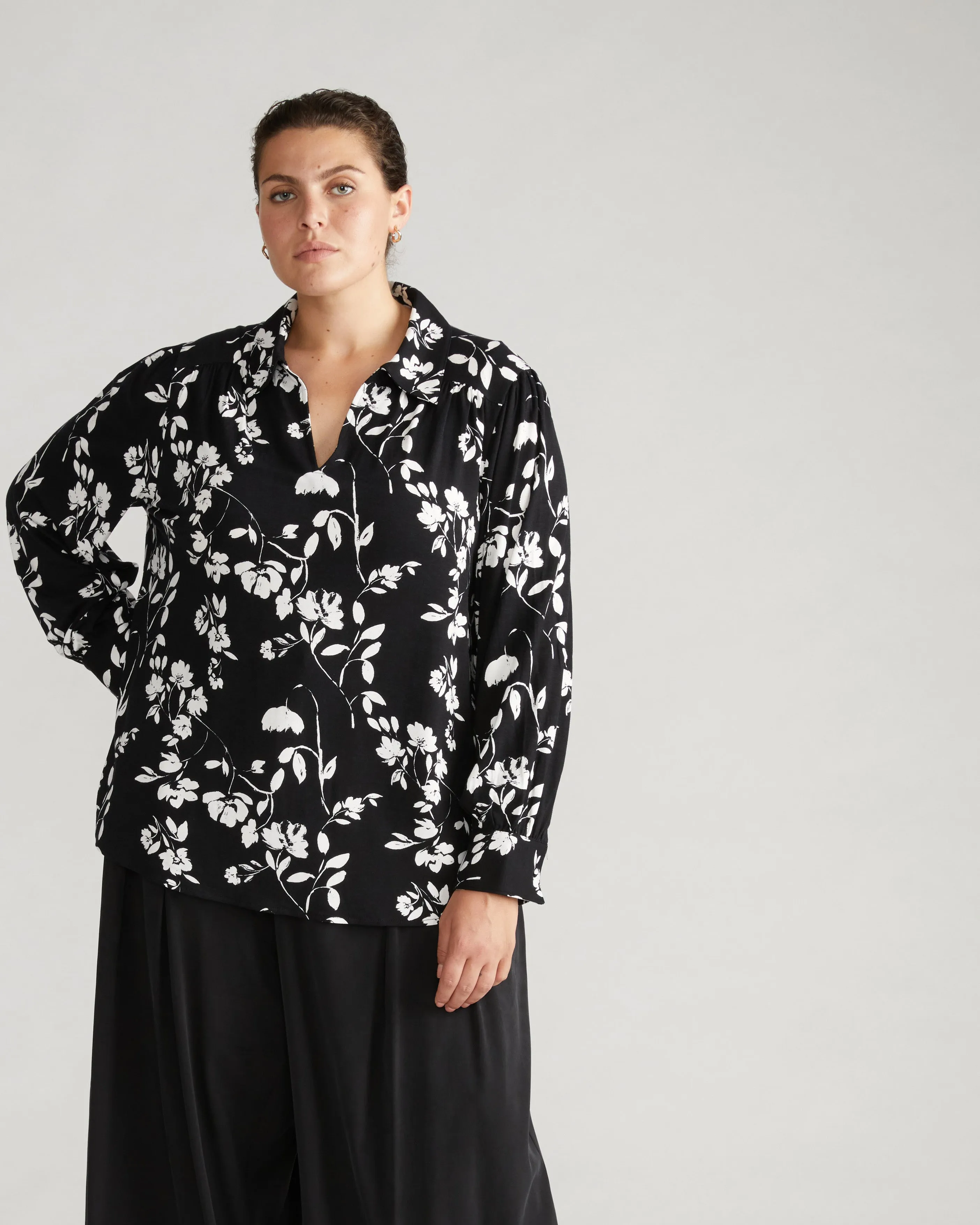 Moore Liquid Jersey Blouse - Moonlit Garden Print sold by Universal Standard product image thumbnail 2
