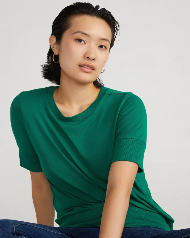 Aimee Liquid Jersey Rib Hem Tee - Lily Pad sold by Universal Standard