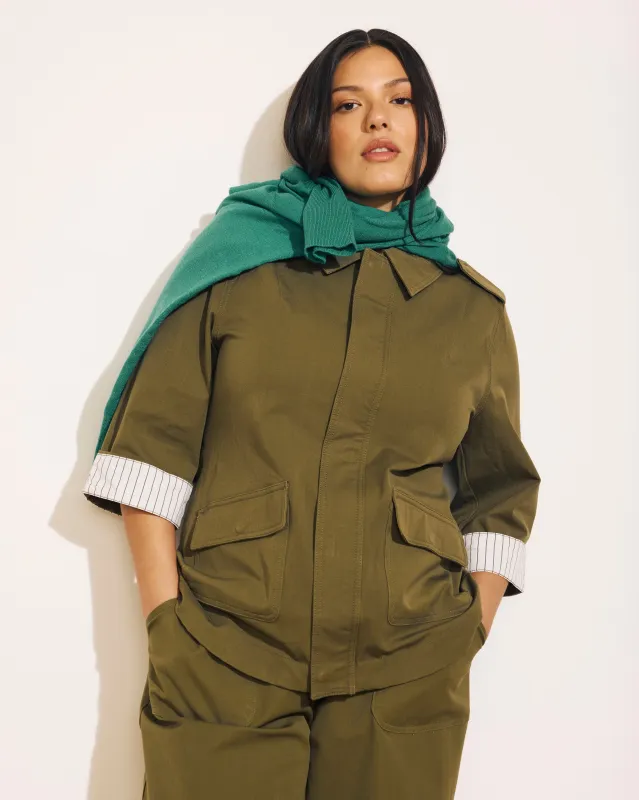 Upstate Stretch Cotton Twill Manor Jacket - Ivy sold by Universal Standard