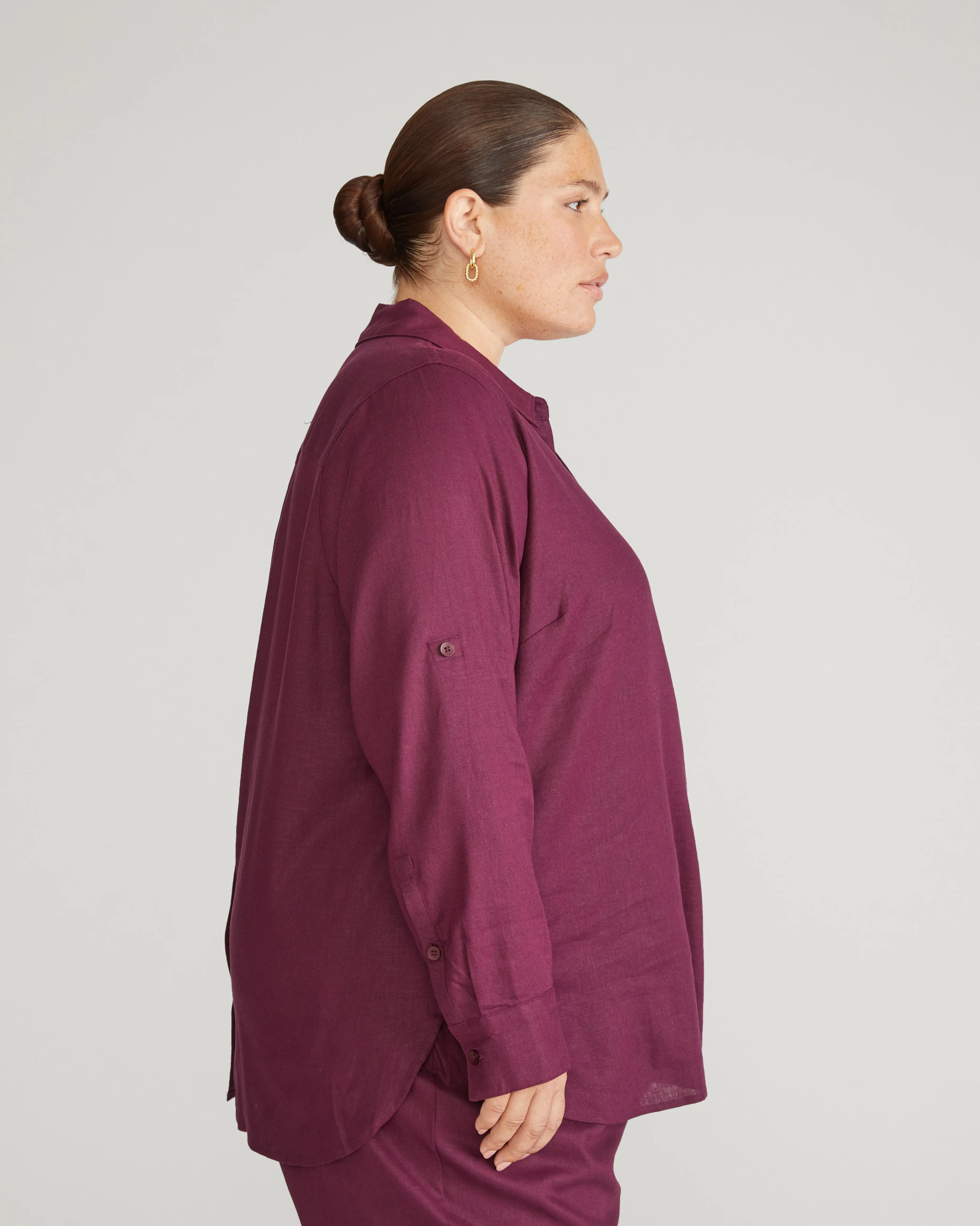 Button Back Linen Polo Shirt - Acai sold by Universal Standard product image thumbnail 4