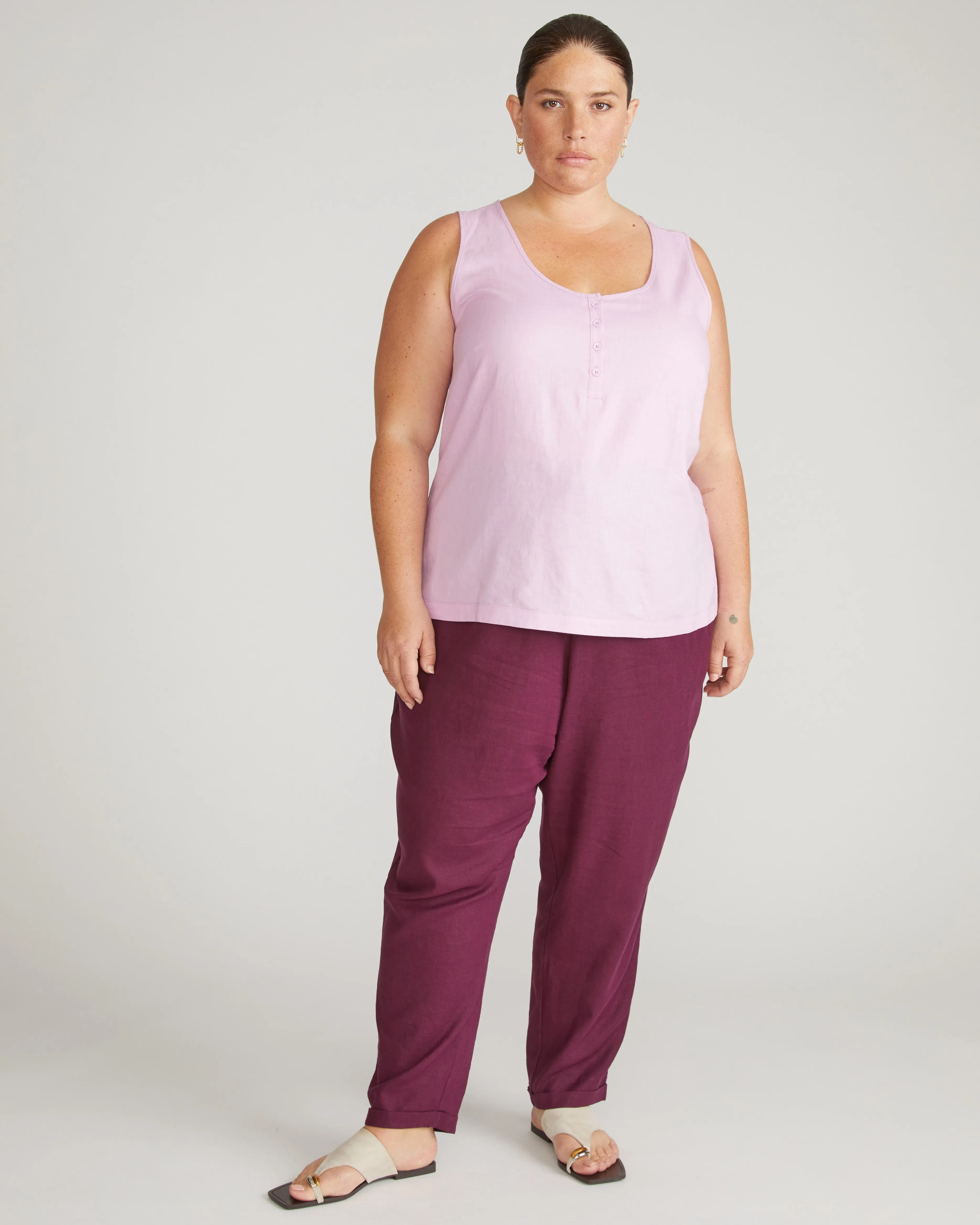 Henley Linen Tank - Lilac sold by Universal Standard