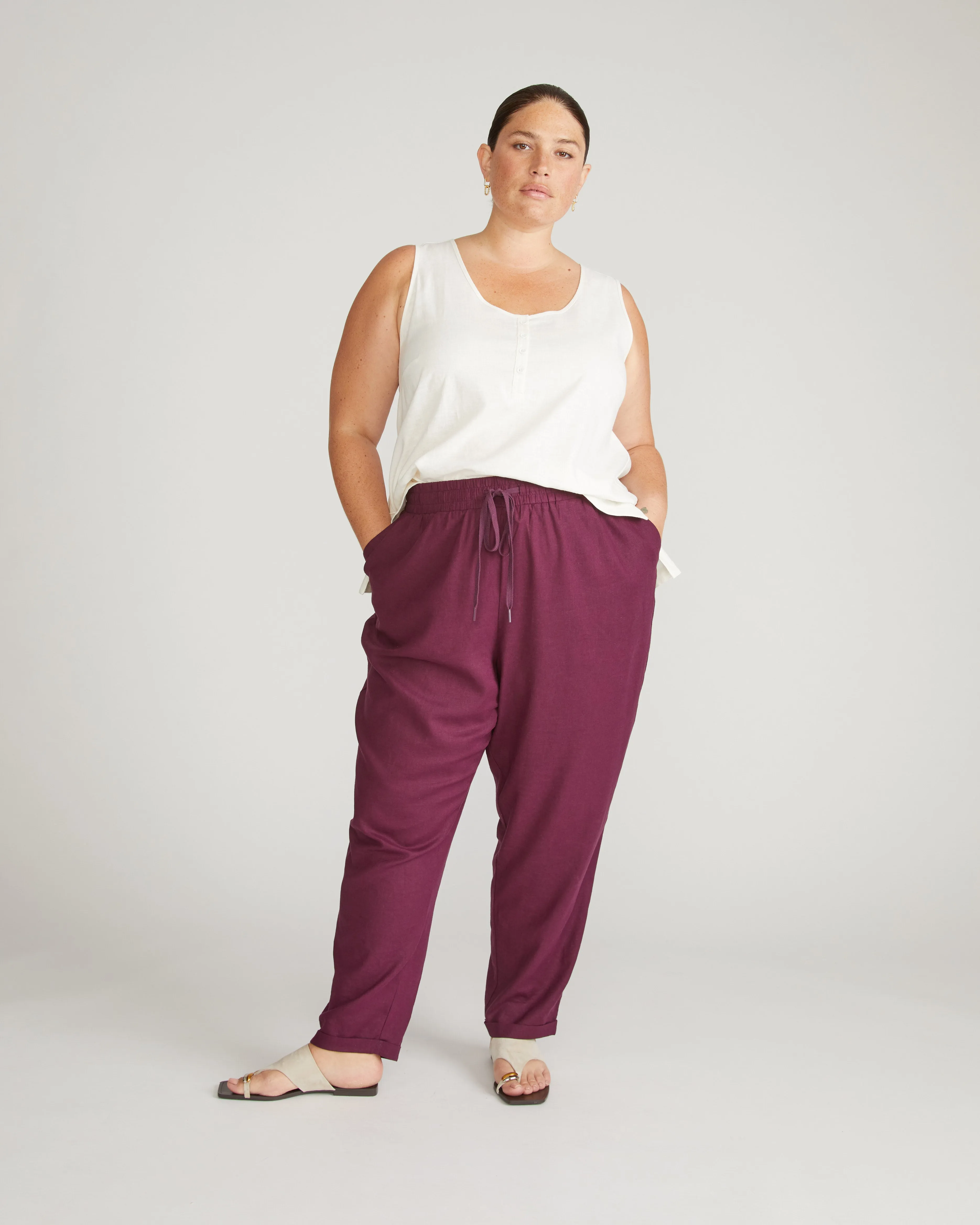 Henley Linen Tank - White sold by Universal Standard product image thumbnail 3