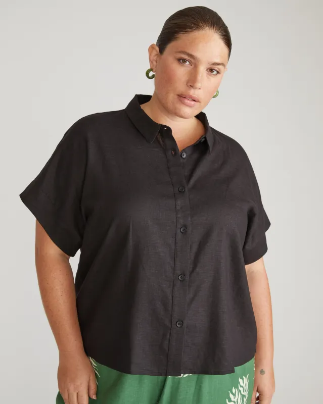 Tupelo Linen Shirt - Black sold by Universal Standard