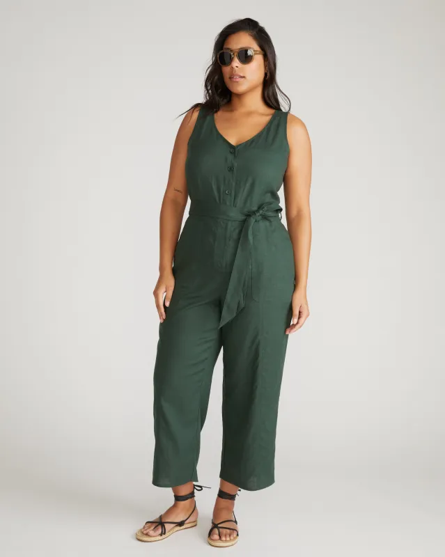 Matilda Linen Jumpsuit - Luscious Green sold by Universal Standard