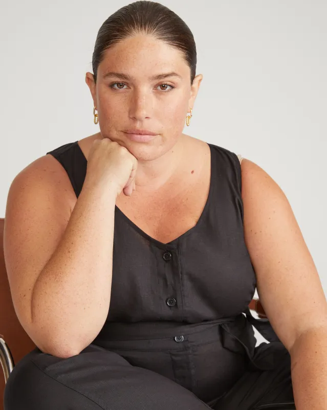 Matilda Linen Jumpsuit - Black sold by Universal Standard