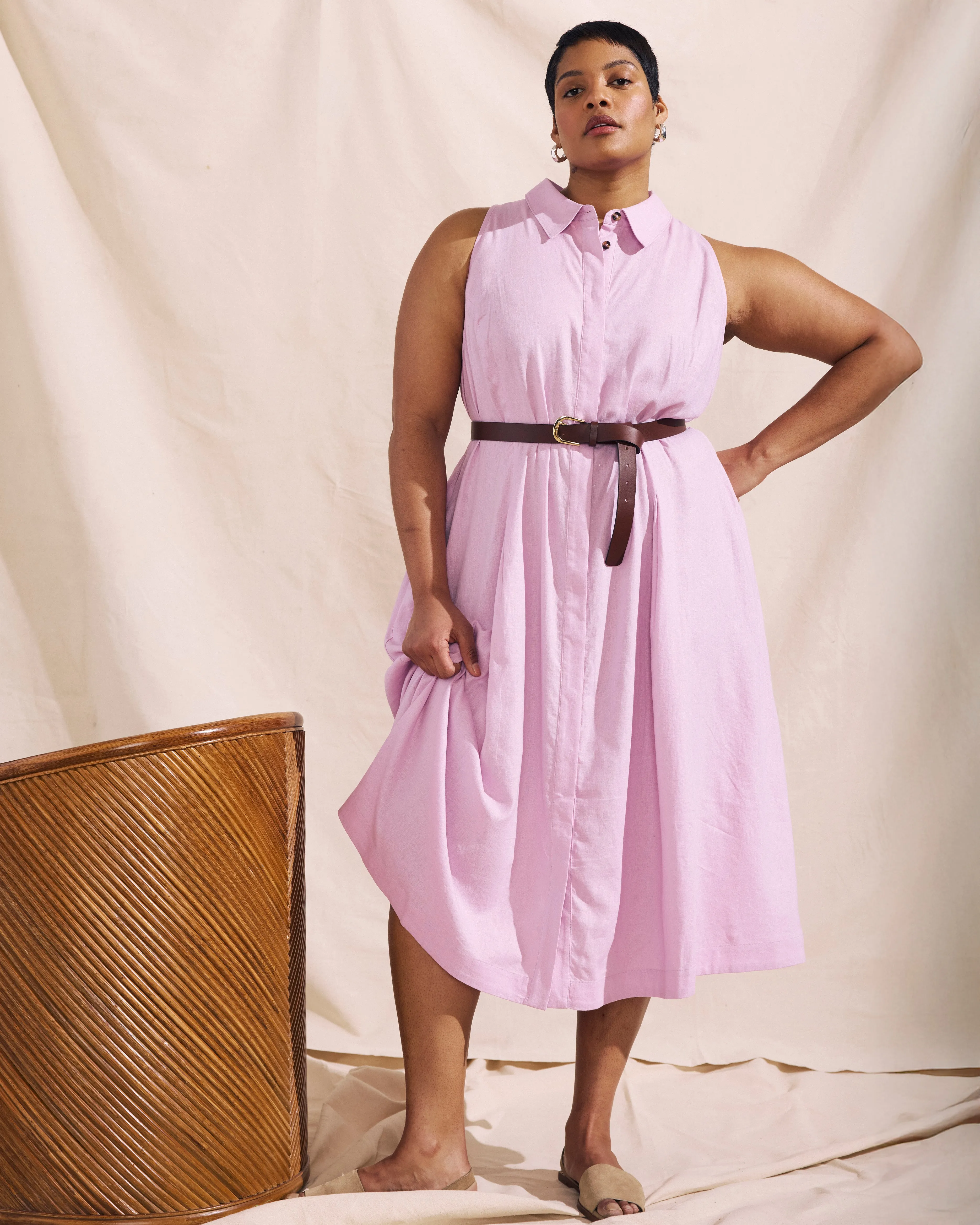 Adelaide Linen Shirtdress - Lilac sold by Universal Standard product image thumbnail 3