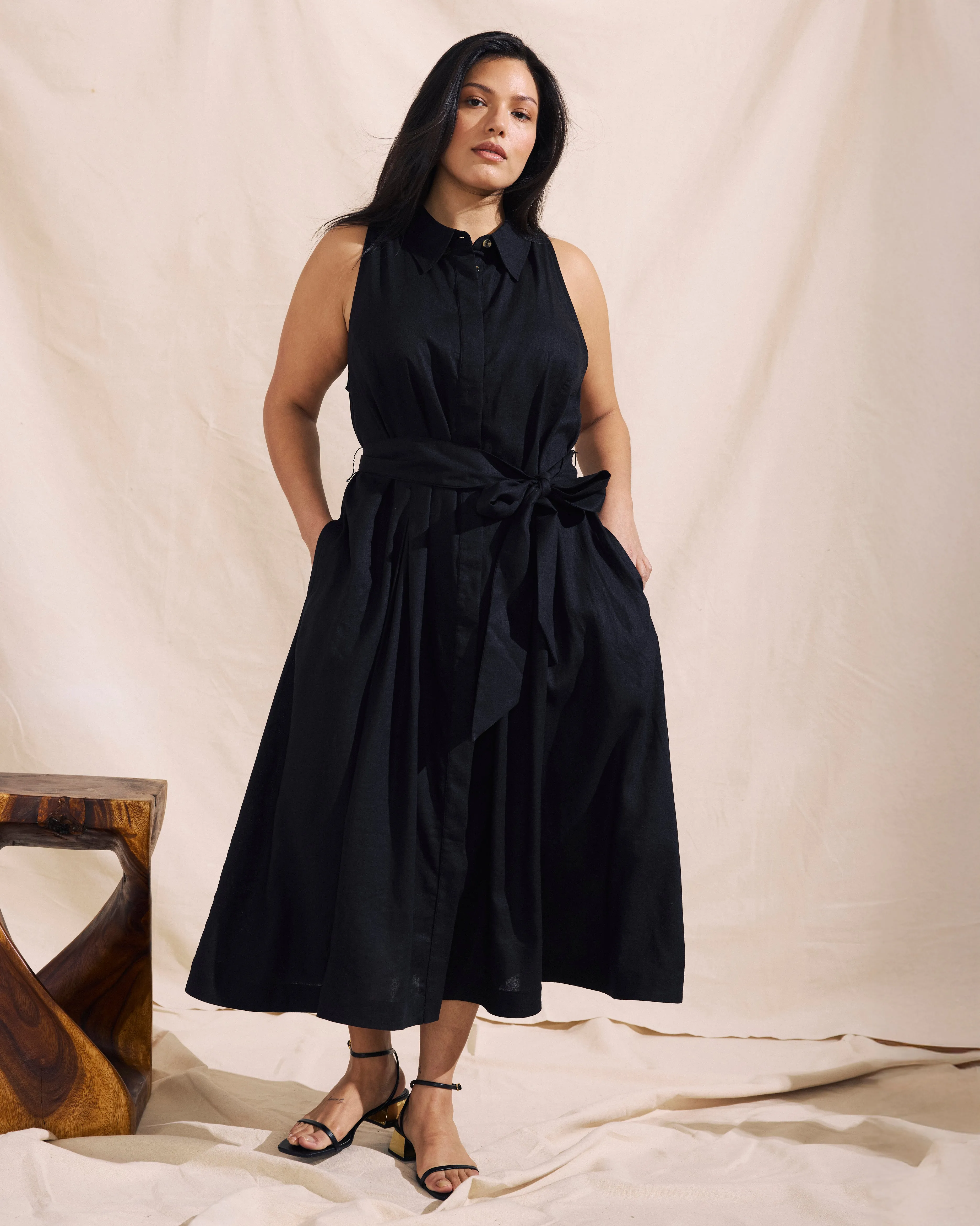 Adelaide Linen Shirtdress - Black sold by Universal Standard product image thumbnail 4
