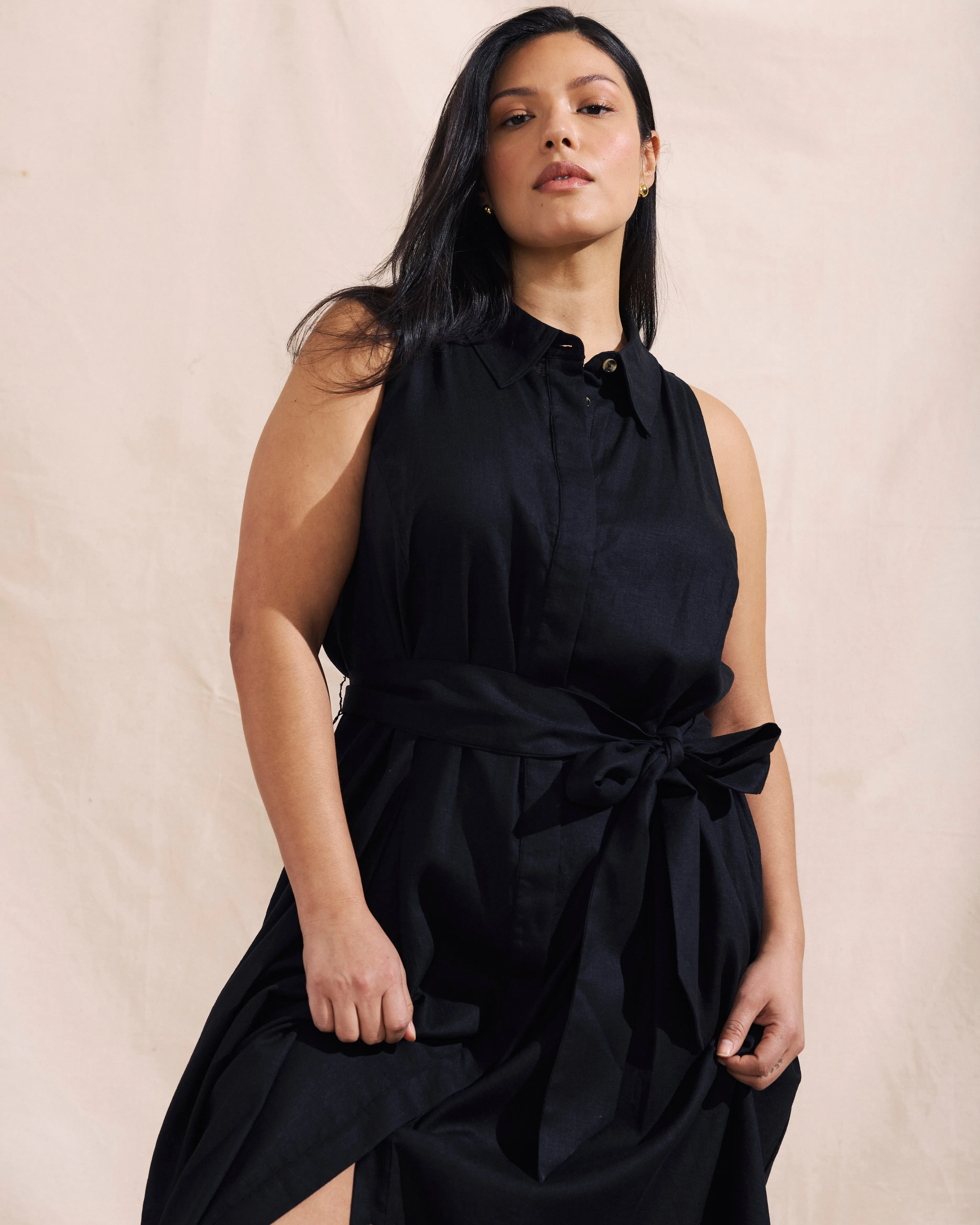 Adelaide Linen Shirtdress - Black sold by Universal Standard product image thumbnail 2