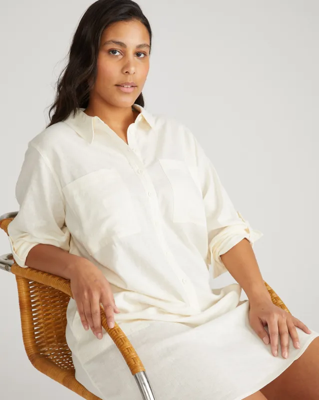Linen Rubicon Shirtdress - White sold by Universal Standard
