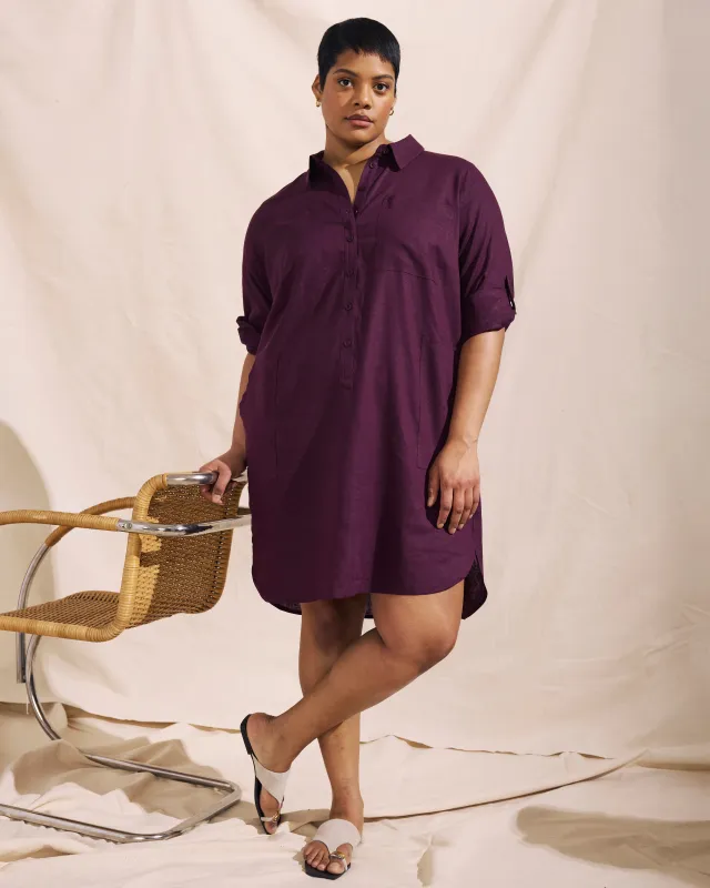 Linen Rubicon Shirtdress - Acai sold by Universal Standard