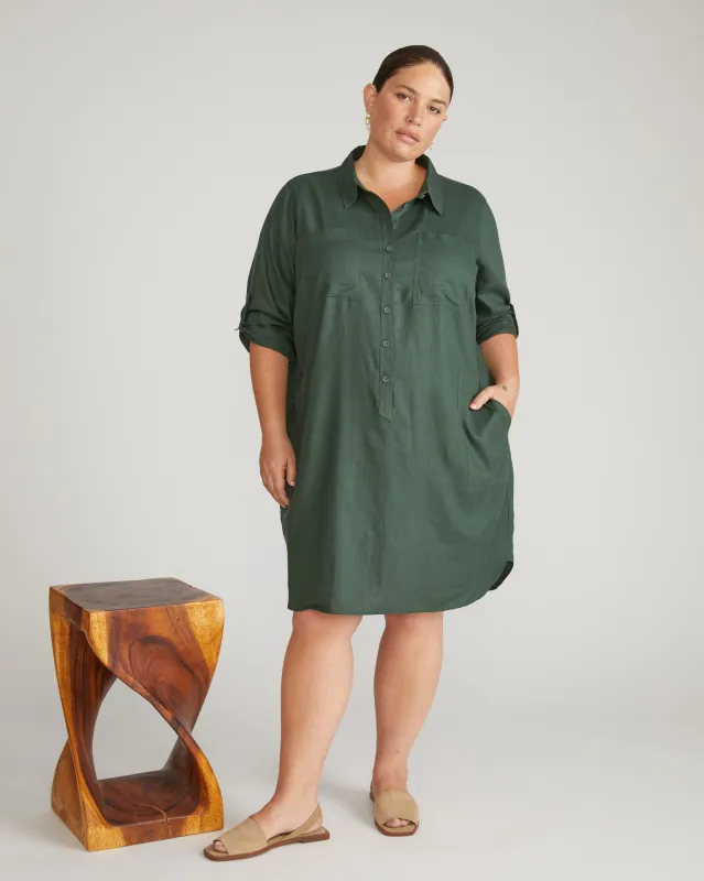 Linen Rubicon Shirtdress - Luscious Green sold by Universal Standard