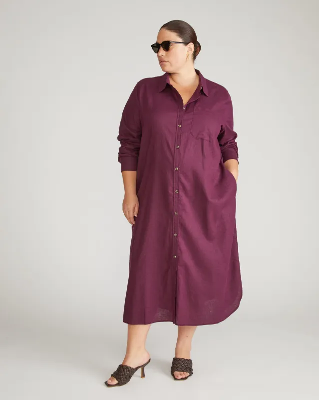 Odeon Linen Shirtdress - Acai sold by Universal Standard