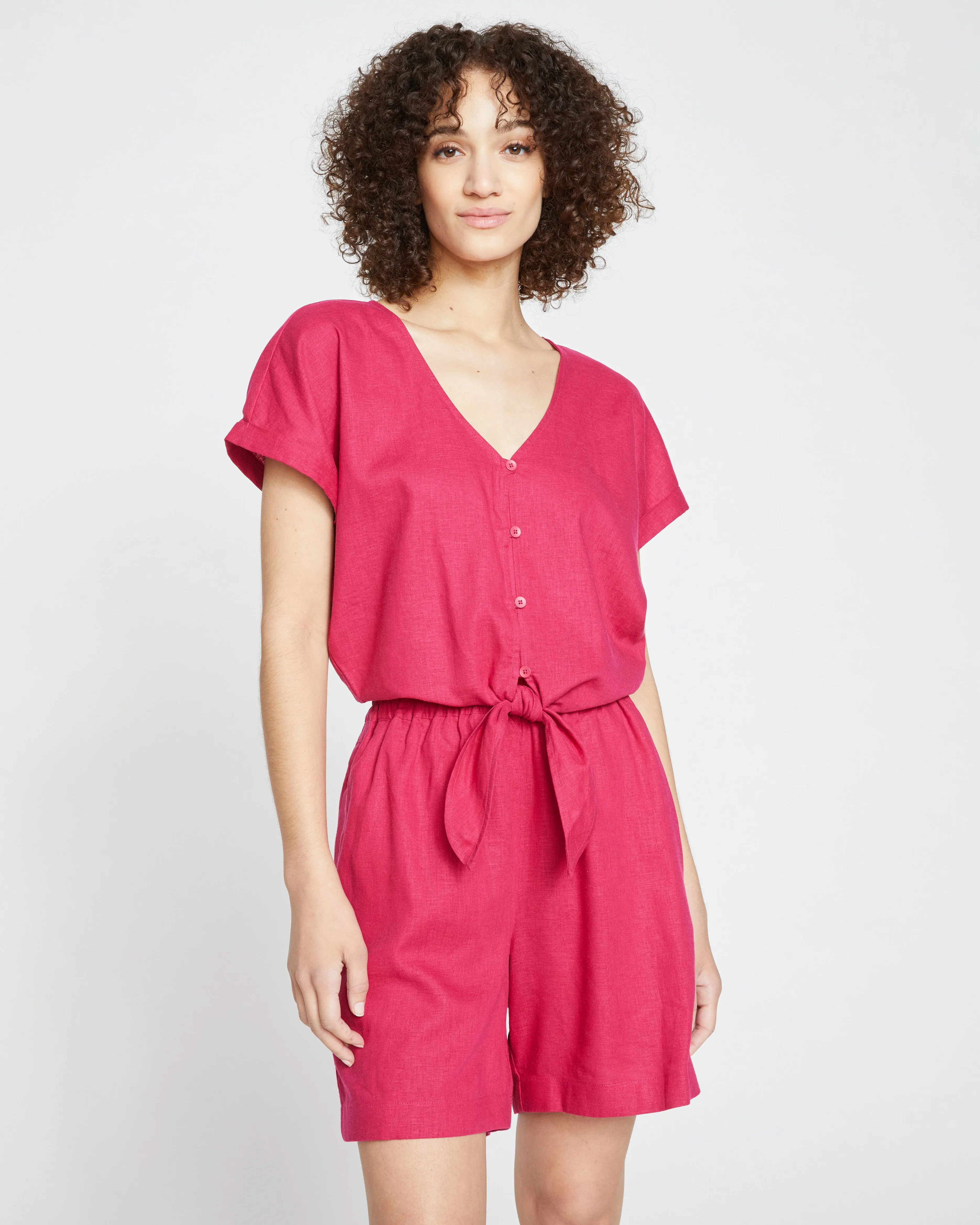 Tropez Tied Linen Crop Top - Cerise sold by Universal Standard product image thumbnail 2
