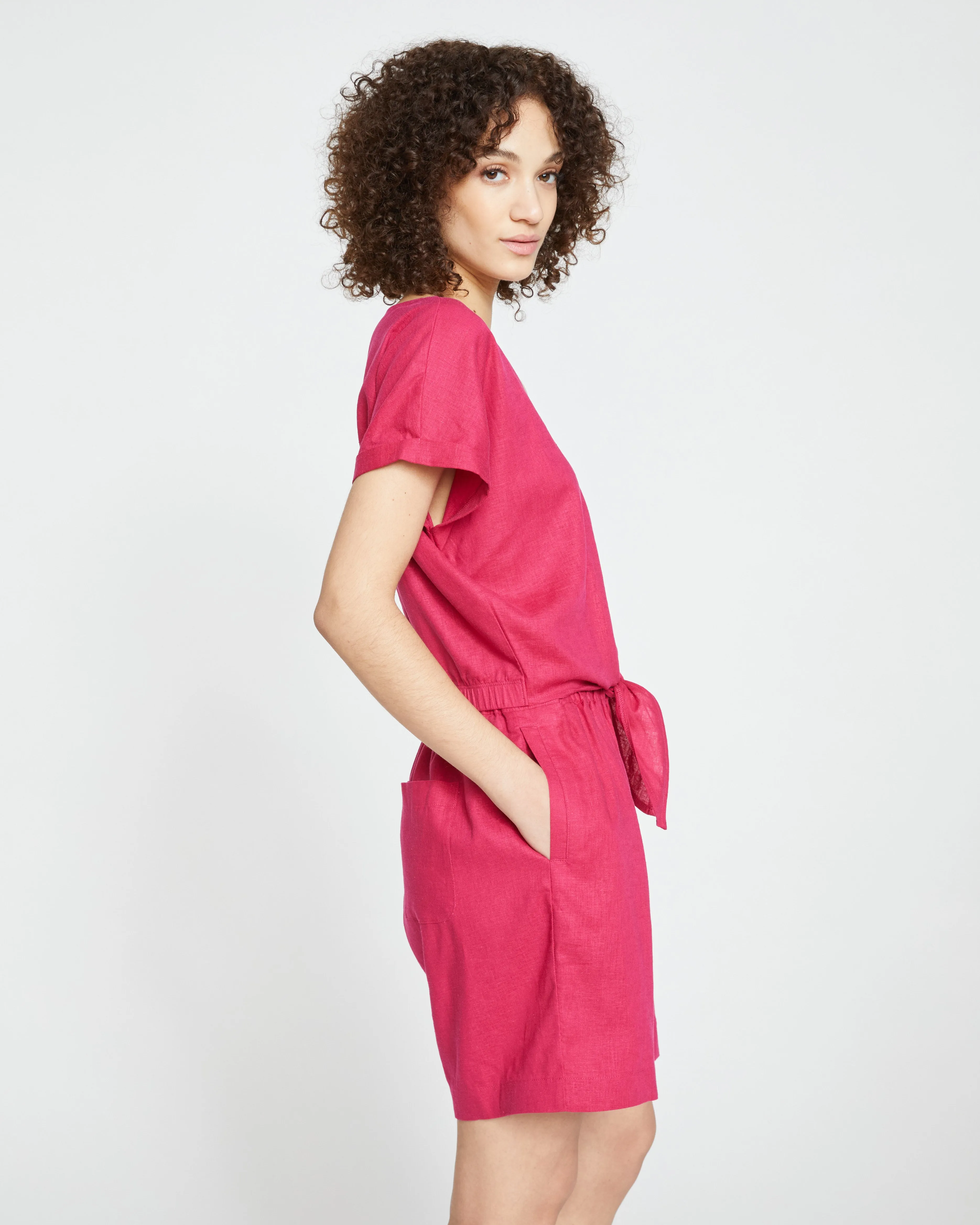Tropez Tied Linen Crop Top - Cerise sold by Universal Standard product image thumbnail 3