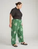 Iris Linen Easy Pull-On Pants - Beachgrass Print in Green sold by Universal Standard