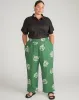 Iris Linen Easy Pull-On Pants - Beachgrass Print in Green sold by Universal Standard