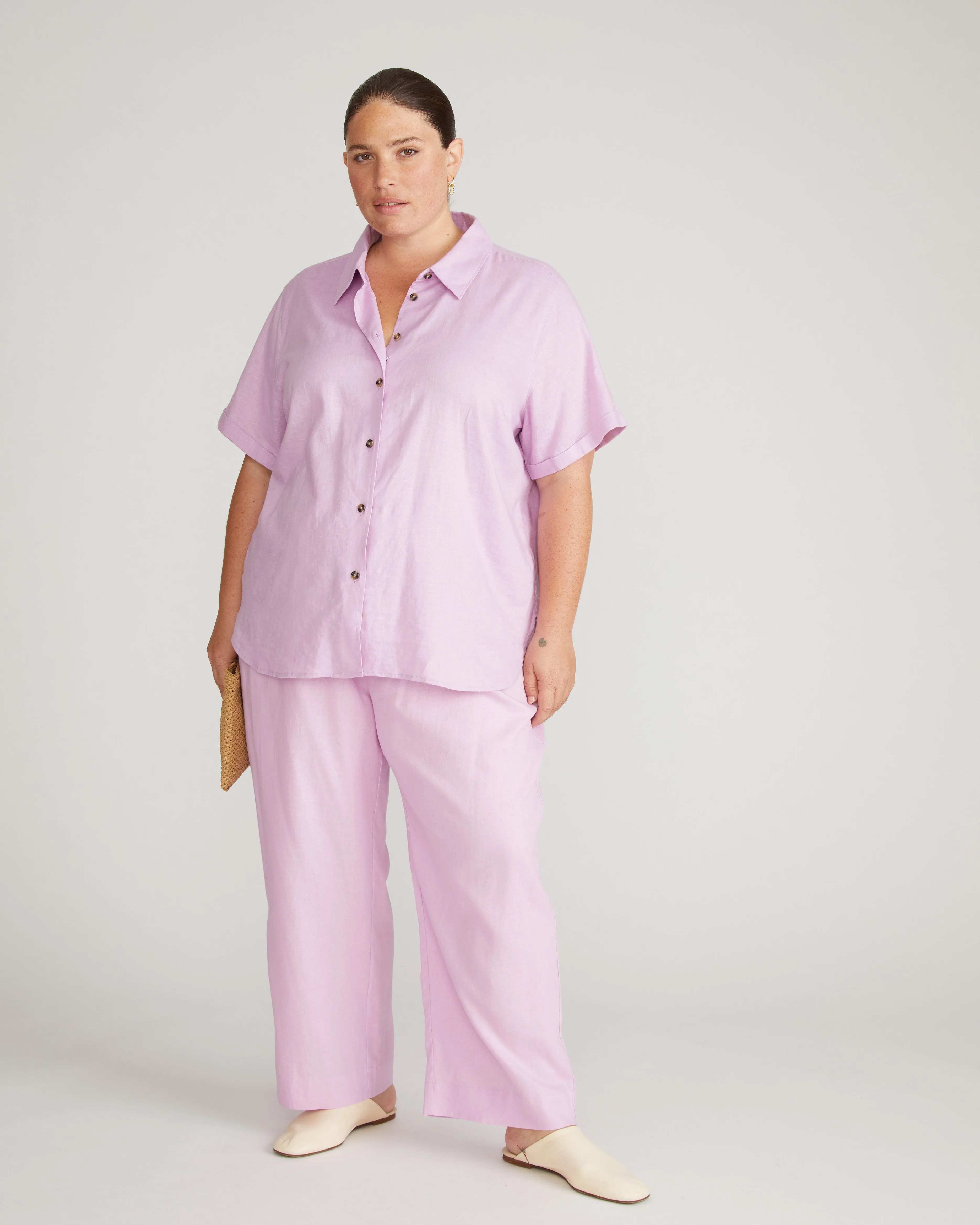 Iris Linen Easy Pull-On Pants - Lilac sold by Universal Standard